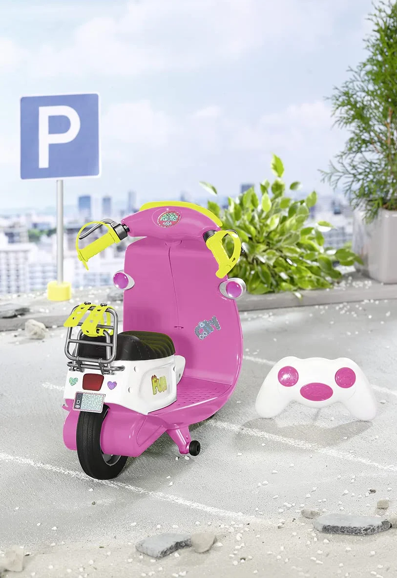 BABY born City RC Glam-Scooter, zdalnie sterowana hulajnoga dla lalek z funkcją oświetlenia, 830192 Zapf Creation