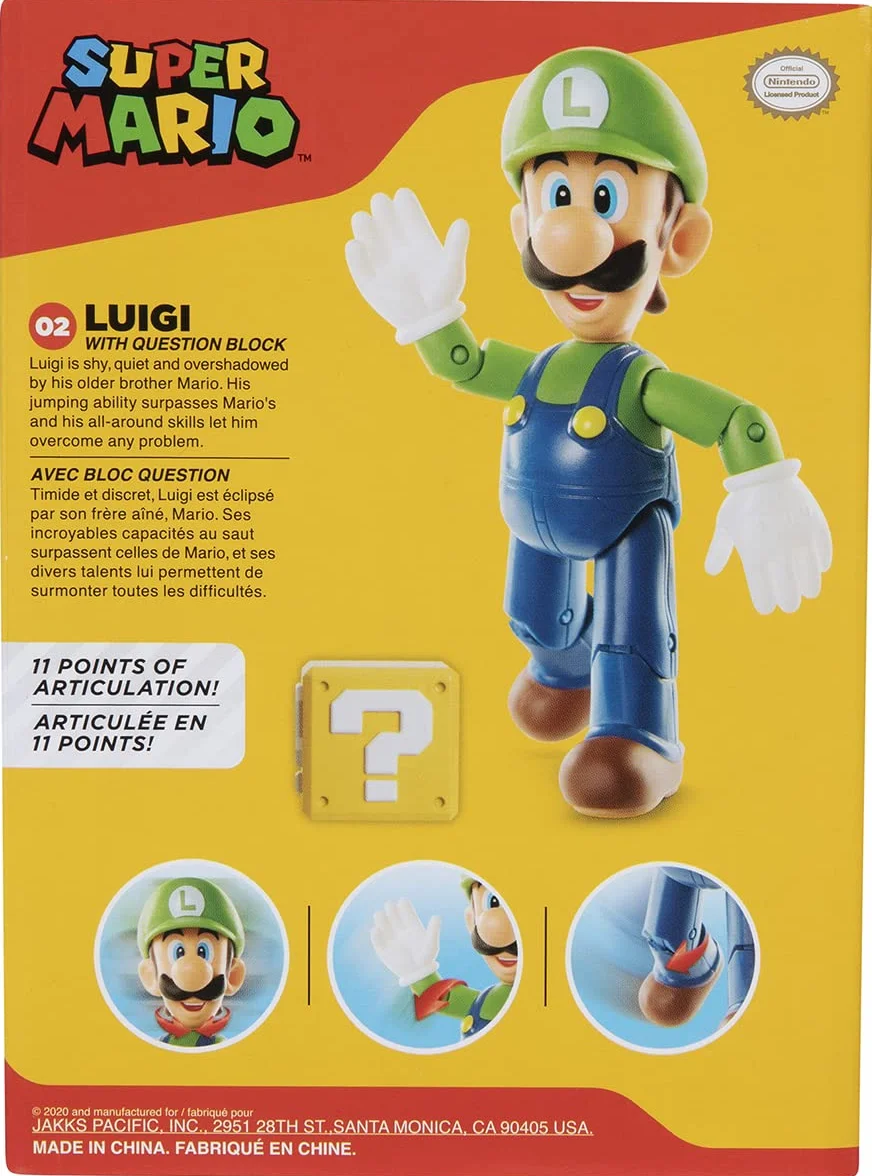Figurka - JAKKS Pacific - Super Mario Bros : Luigi + blok? - 10 cm