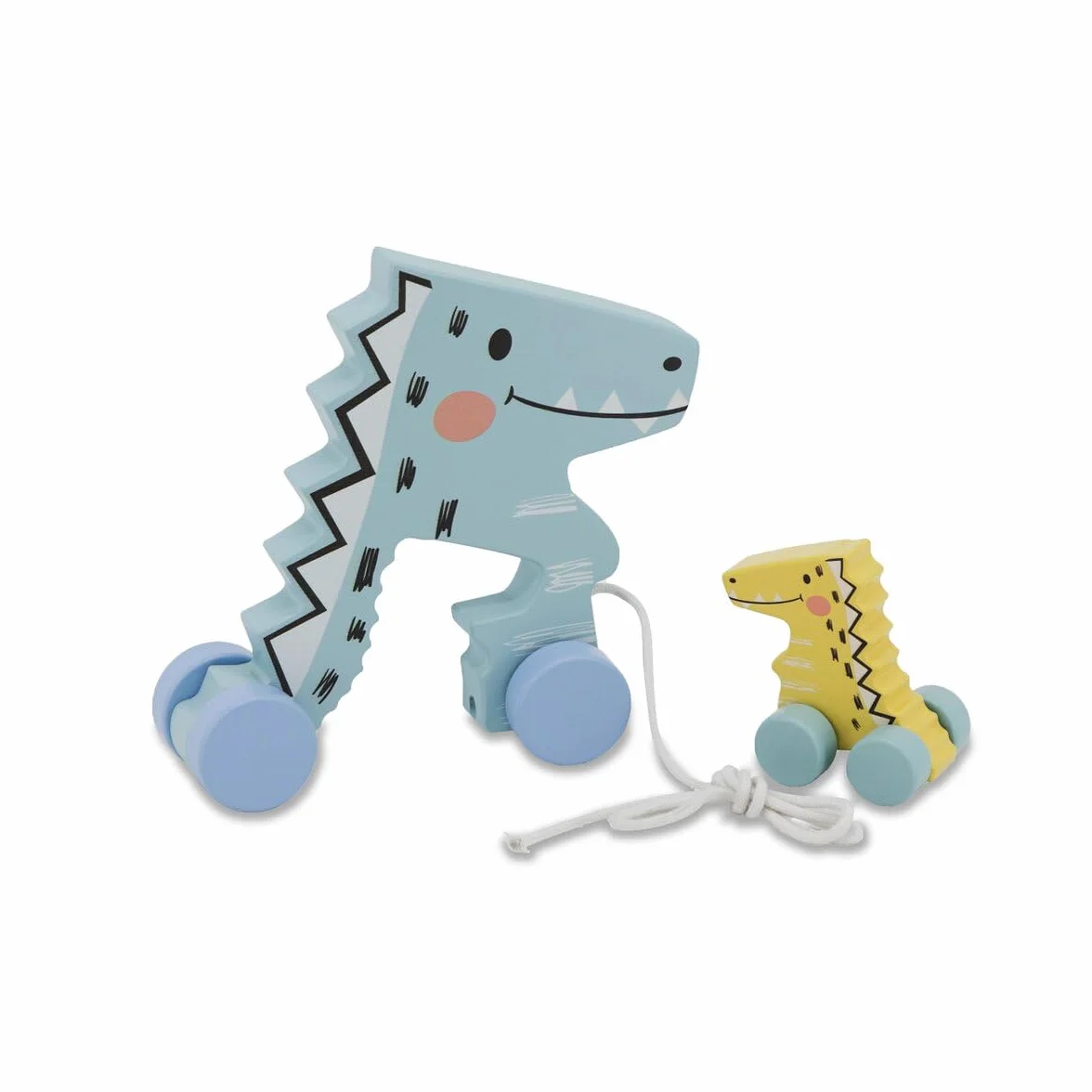 Jamara 460877 drewniana zabawka – kidiwood dinozaur do ciągnięcia dinozaury, 2-częściowy zestaw różnych możliwości wtykowych, wspomaga zdolności motoryczne