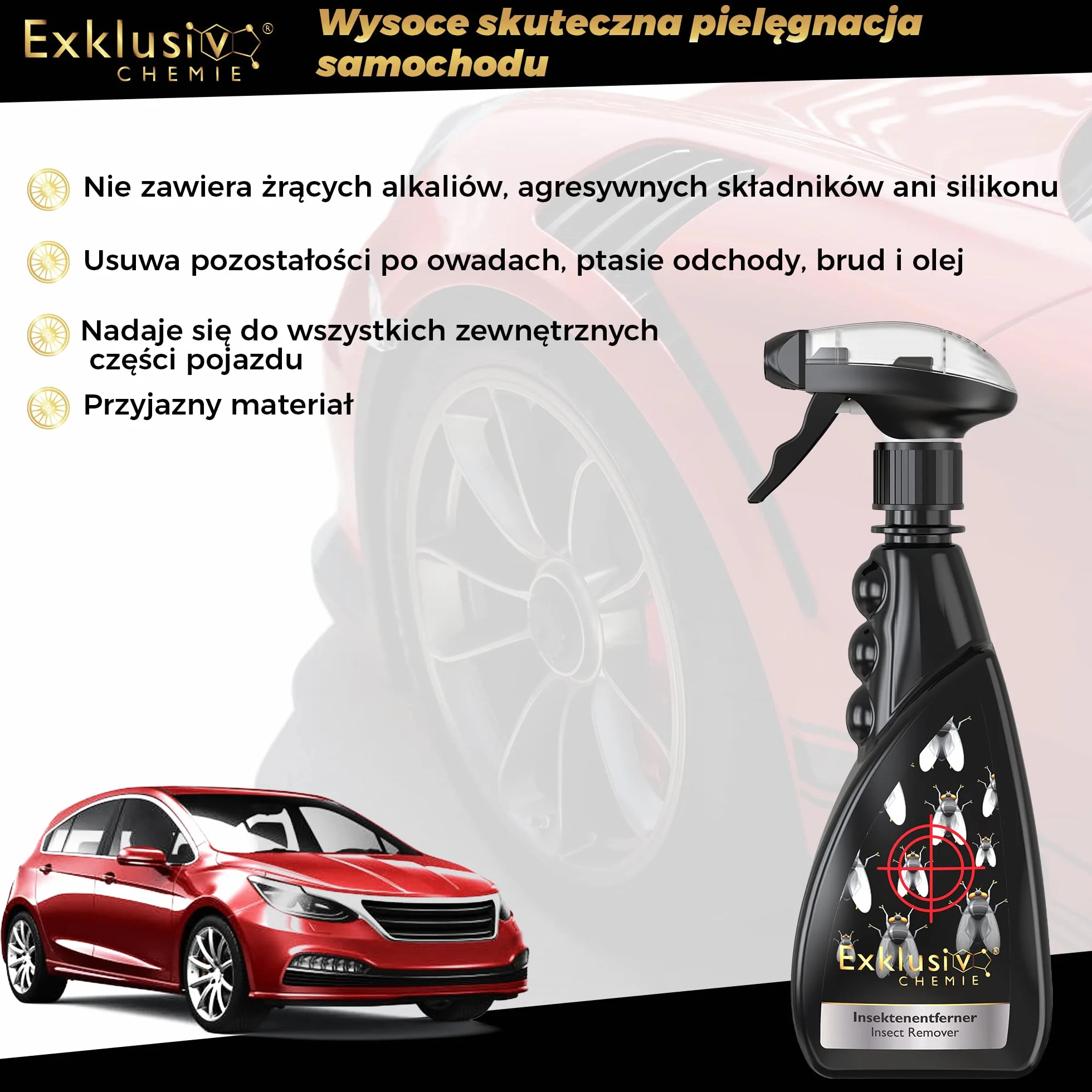 Exklusiv Chemie® Środek do usuwania owadów 500 ml - czyści szyby, reflektory, lakier i chrom