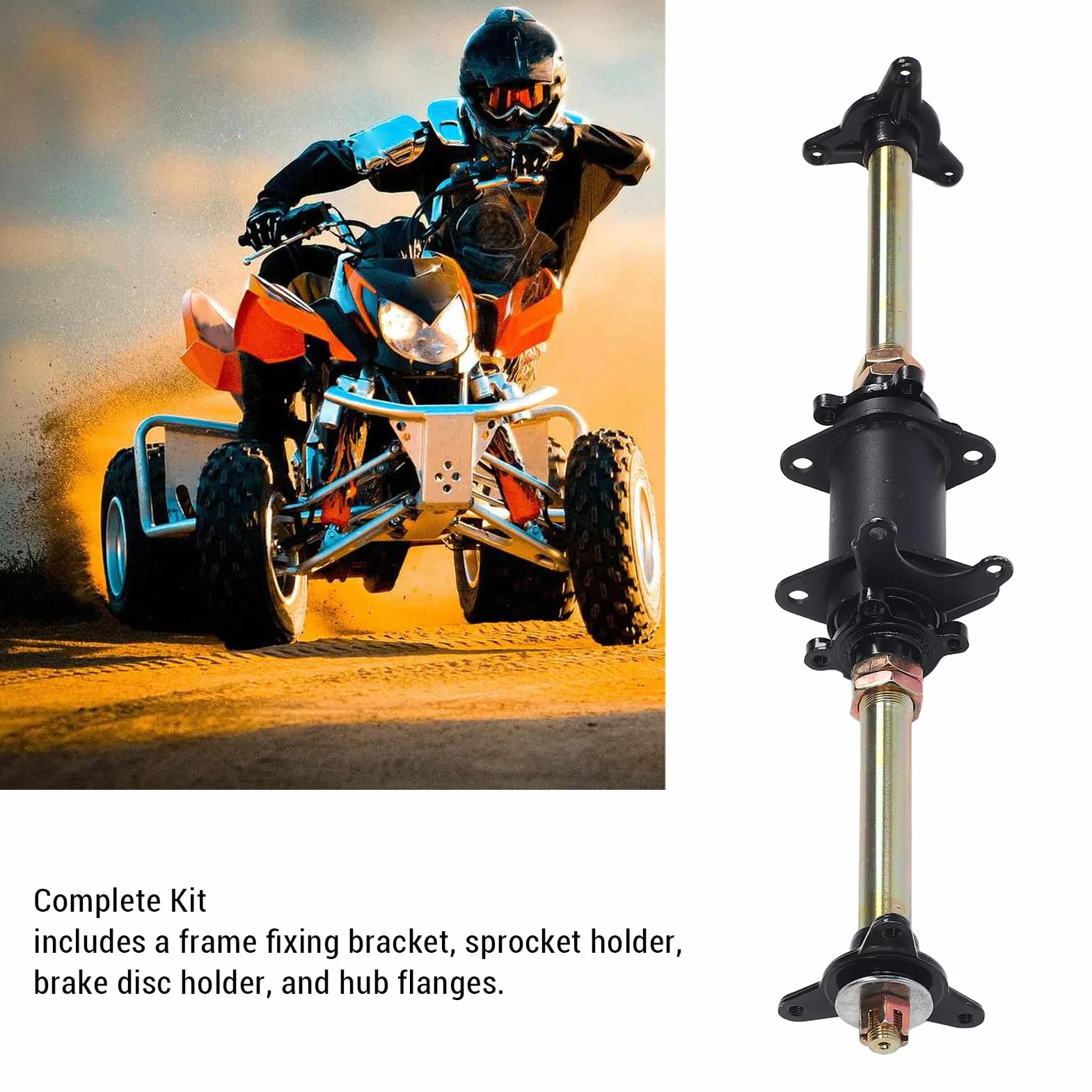 Zestaw Montażowy Tylnej Osi Go Kart 650mm z Tarczą Hamulcową Zębatą do Quada Drift Trike