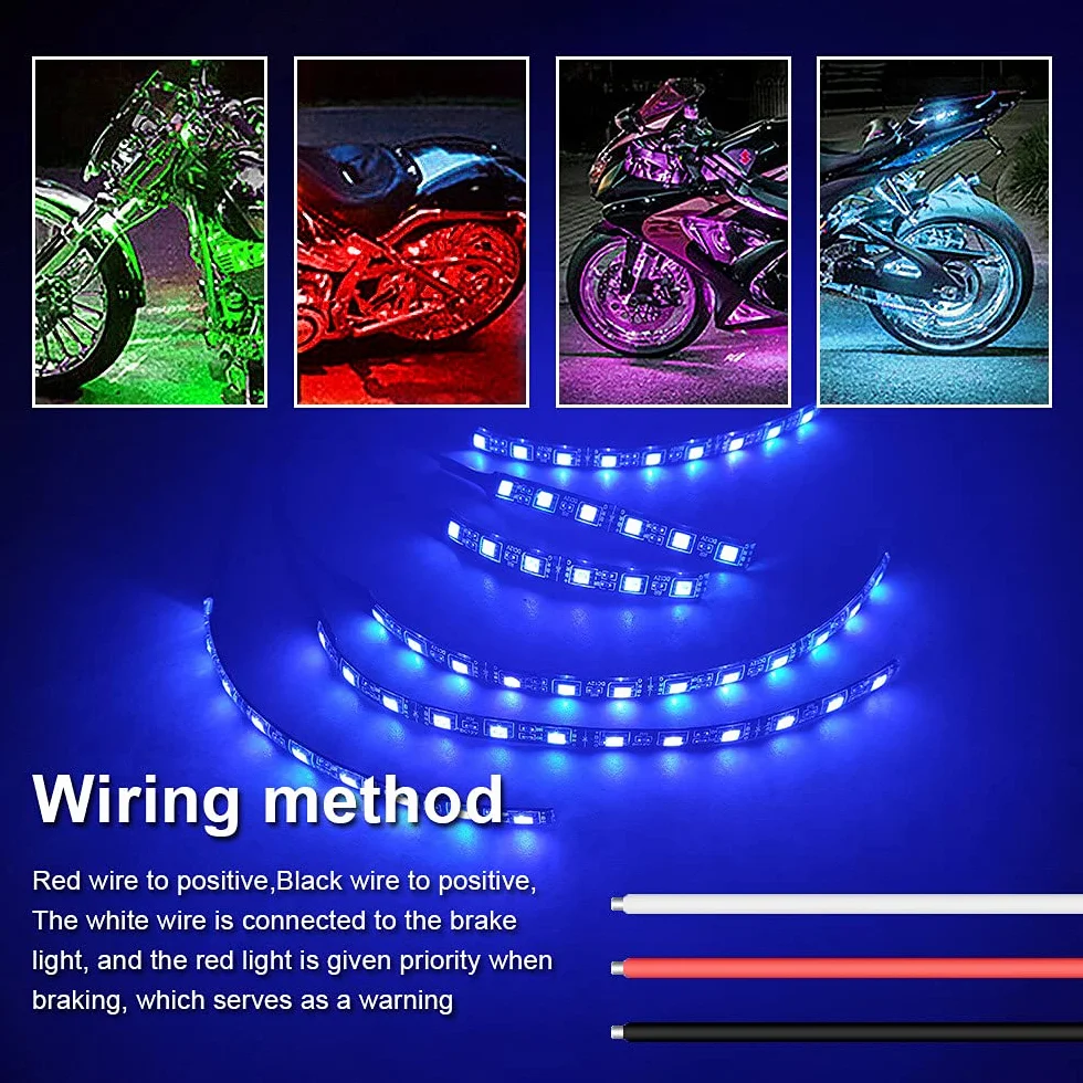6 sztuk zestawów taśm LED do motocykla RGB elastyczne podświetlenie neonowe światło atmosferyczne bezprzewodowy pilot do samochodu Harley LED światło skalne wodoodporne