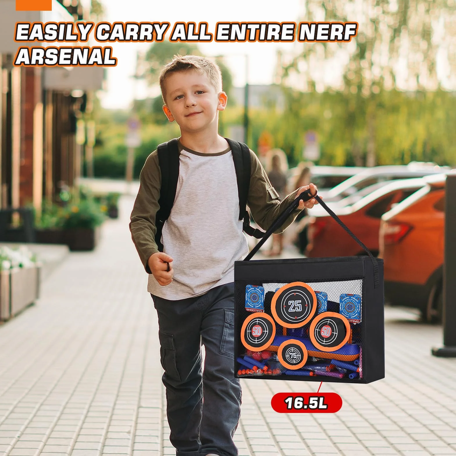 Lehoo Castle Tarcza celownicza Nerf, 4 celowniki z siatki z uchwytem, 16,5 l Nerf organizer na akcesoria, prezent dla chłopców