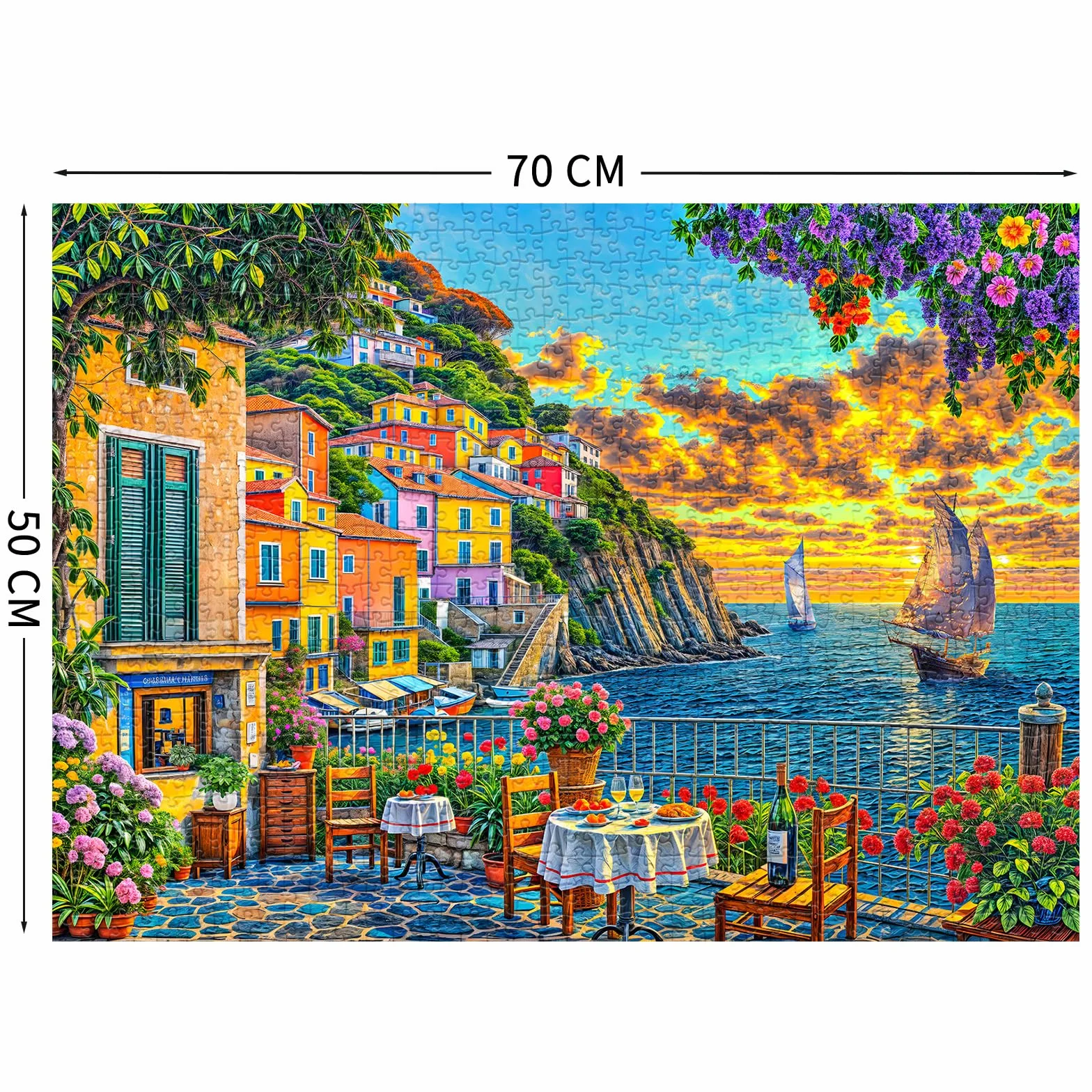 Puzzle 1000 elementów dla dorosłych i dzieci, niemożliwe wyzwanie, prezent z puzzli, sprytne puzzle, kolorowe puzzle, puzzle z romantycznym motywem Cinque Terre