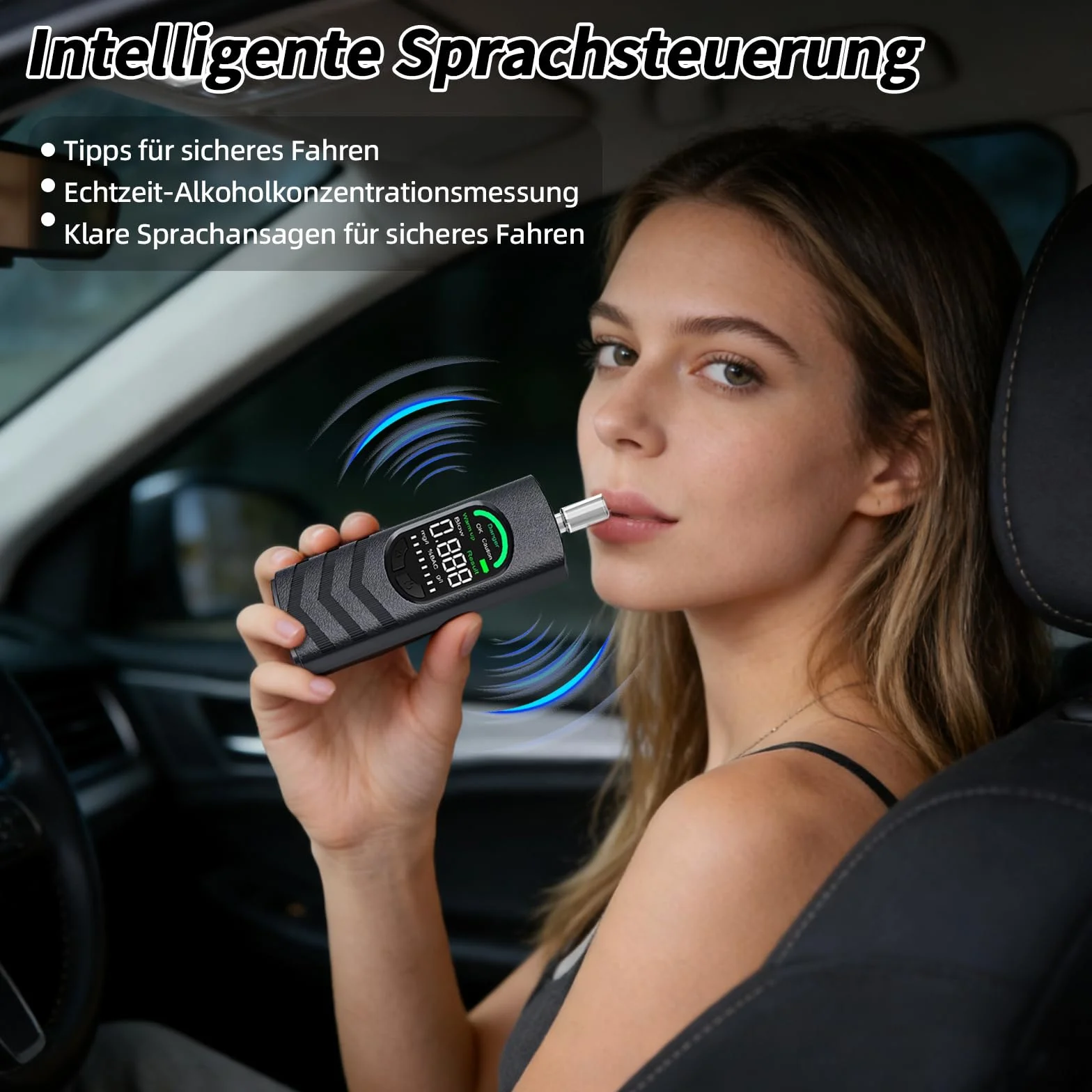 Alkotester, alkomat z 30 ustnikami, miernik alkoholu z cyfrowym wyświetlaczem LCD, profesjonalny alkomat, alkomat do domowego testu alkoholu