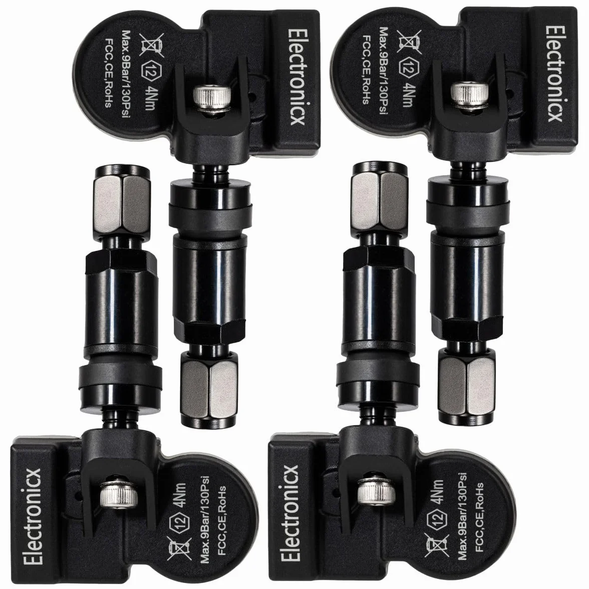 4x RDKS TPMS czujniki ciśnienia w oponach z metalowymi zaworami, kolor czarny, pasuje do modeli Cee'd Pro, Cee'd