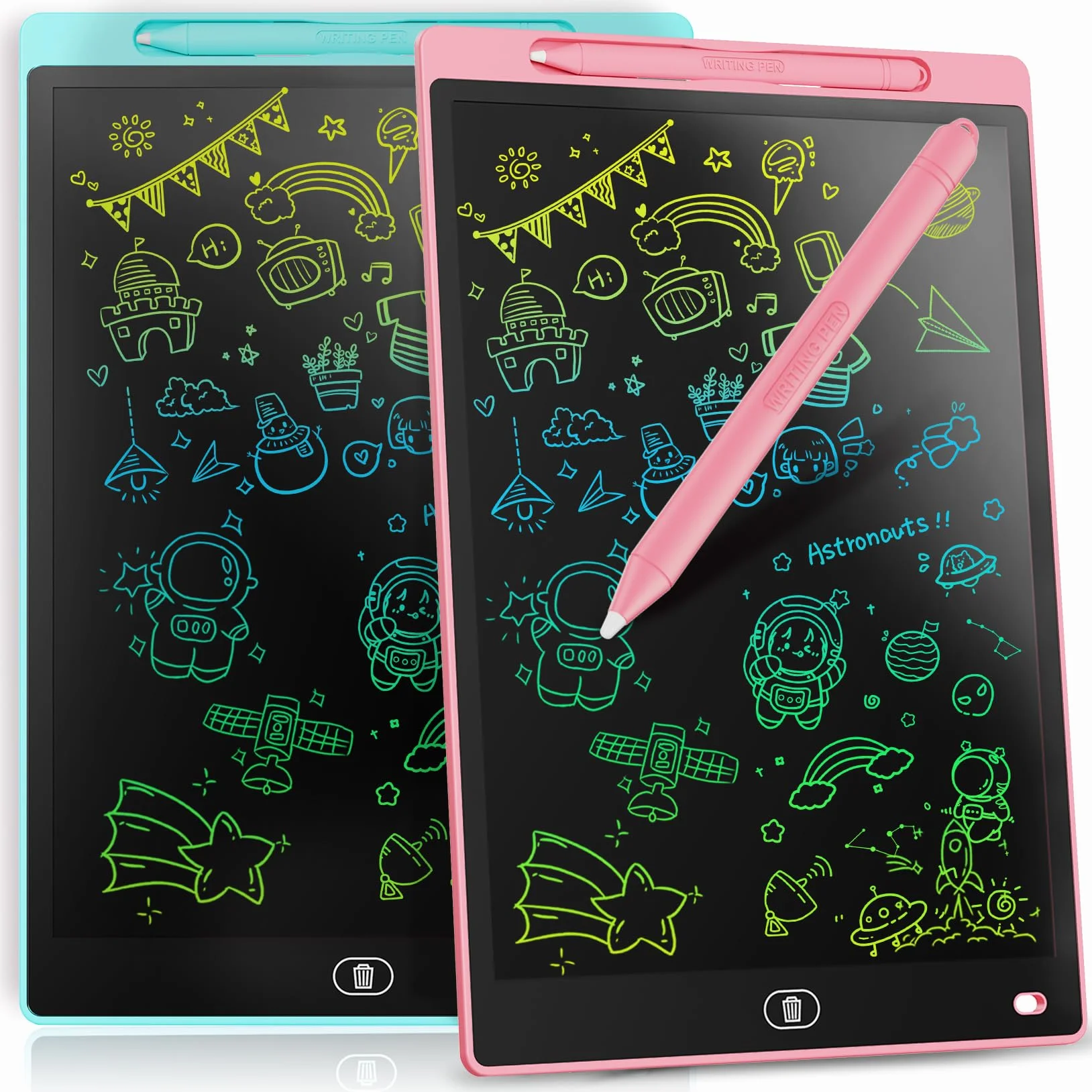 [2 Sztuki]Genialba 8,5-Calowy Tablet LCD do Pisania Kolorowy Ekran Tablica do Rysowania Zabawki dla Edukacyjne Prezenty Boże Narodzenie, dla Chłopców i Dziewcząt w wieku 2 3 4 5 lat (Różowy&Niebieski)