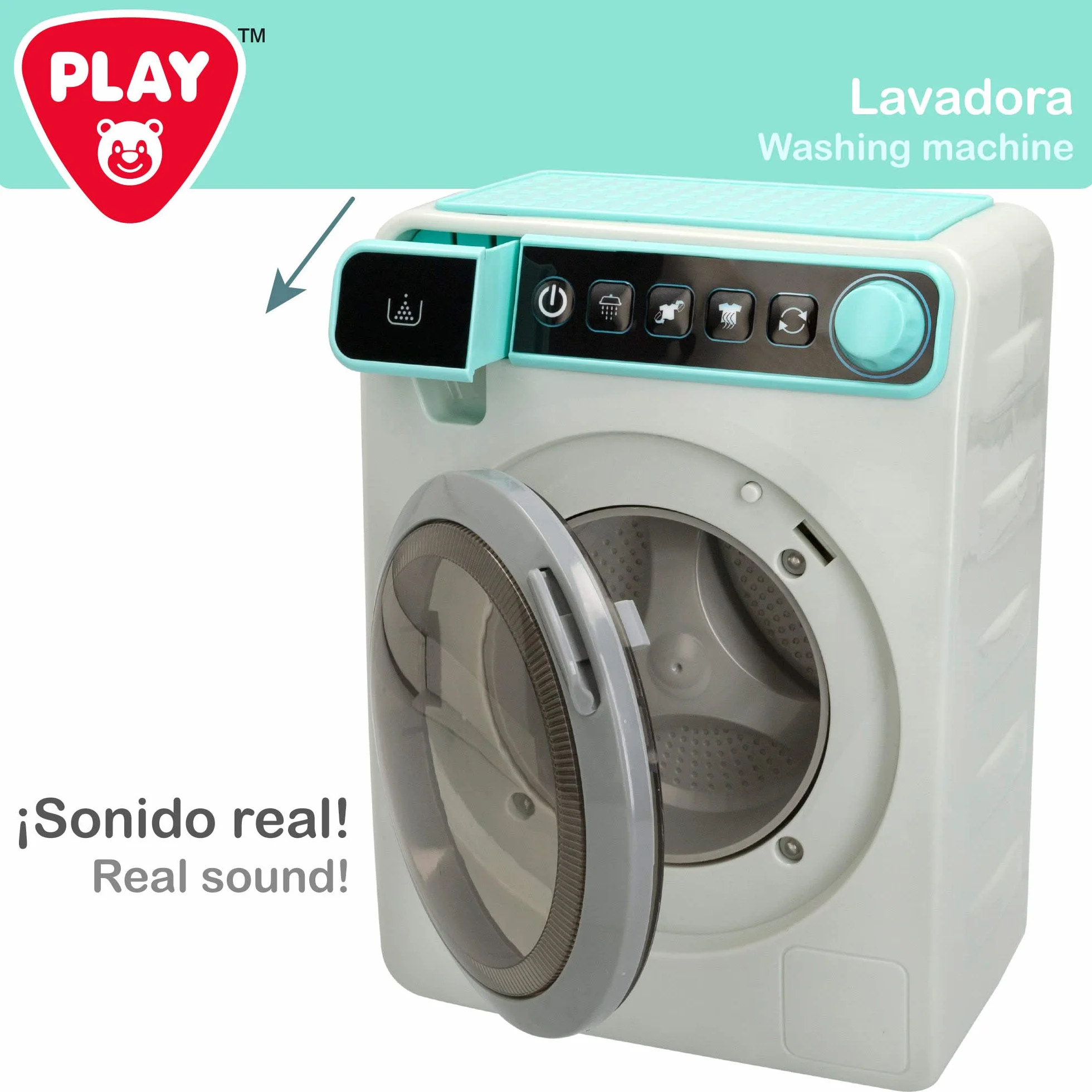 COLORBABY Play Pralka ze światłami i dźwiękami dla chłopców i dziewcząt, zabawki dla dzieci, mini pralka do gier, zabawki domowe, baterie w zestawie (46899)