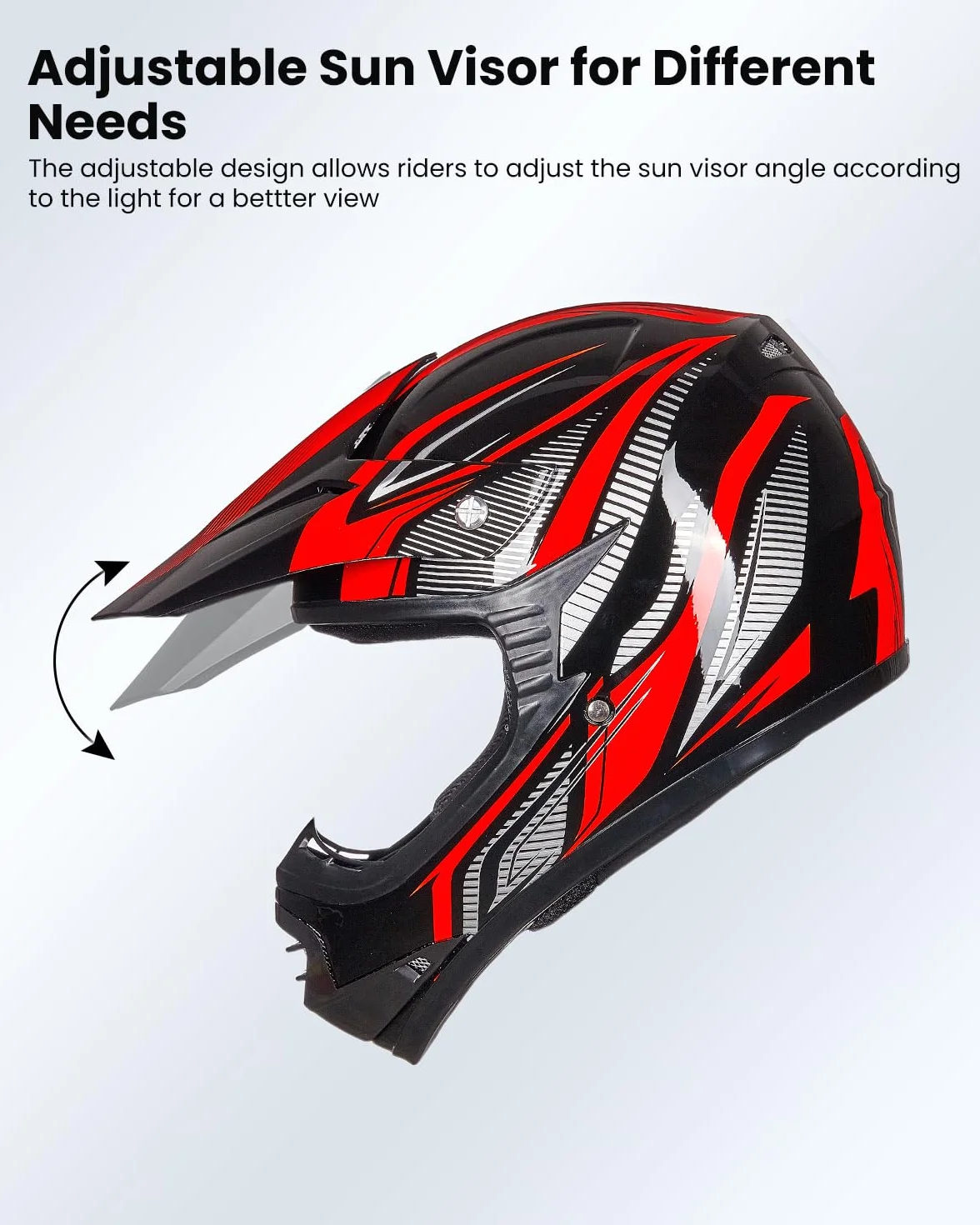 ILM Youth Kids ATV Motocross Helmet Goggles Sports Gloves Dirt Bike Motorcycle Off Road DOT Approved B07 (Youth-L, Red/Silver)