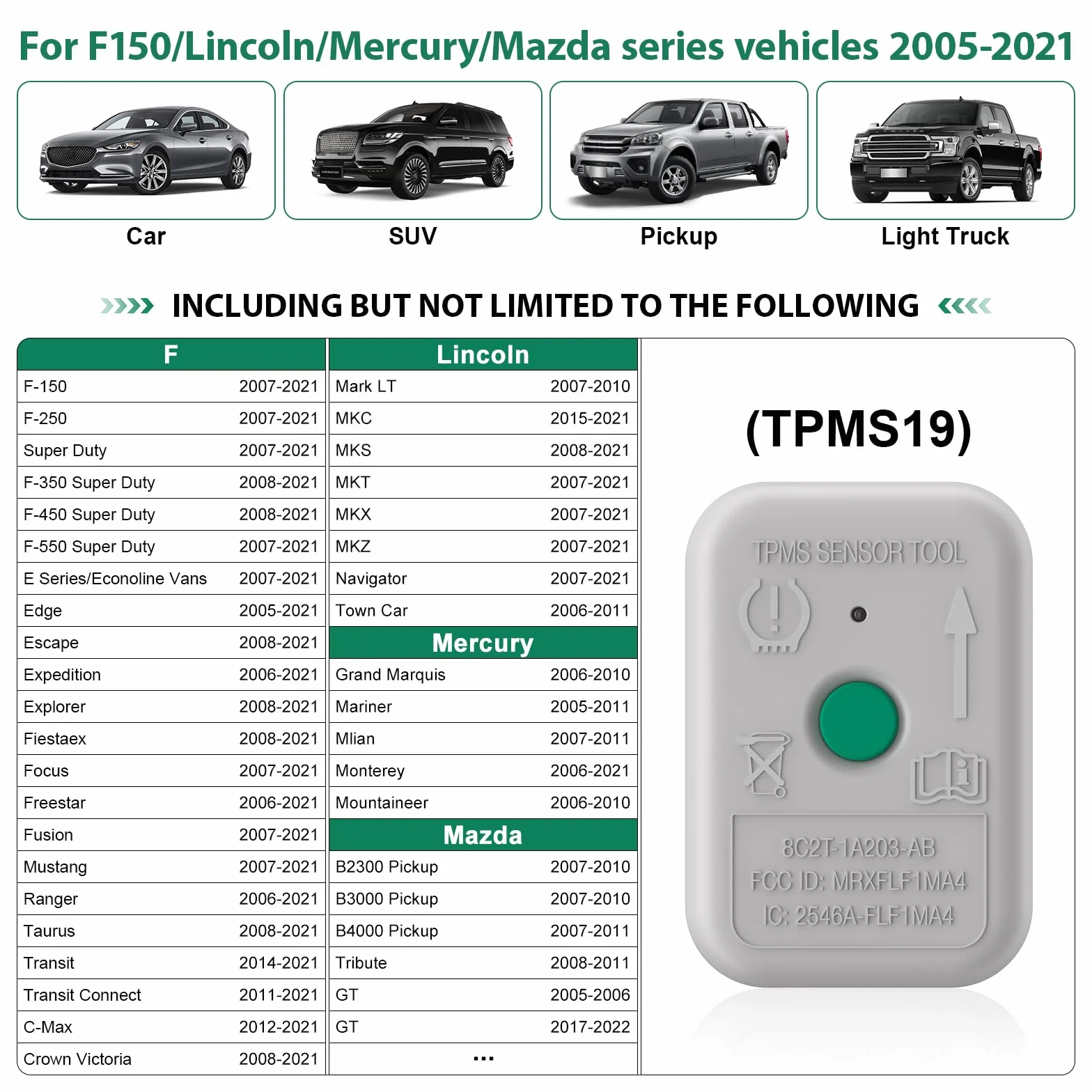 Czujniki RDKS do Ford Focus, TPMS19 (8C2Z-1A203-A) uniwersalne programowanie