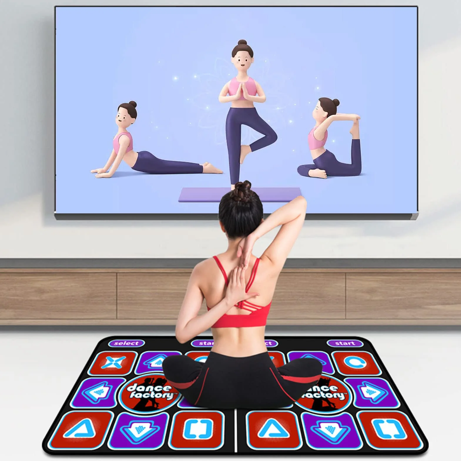 Wakects Music Dance Pad, bezprzewodowa mata do tańca na PC i TV, składana, elektroniczna mata do tańca, do jogi, z USB i pilotem zdalnego sterowania, wyświetlacz strzałki,