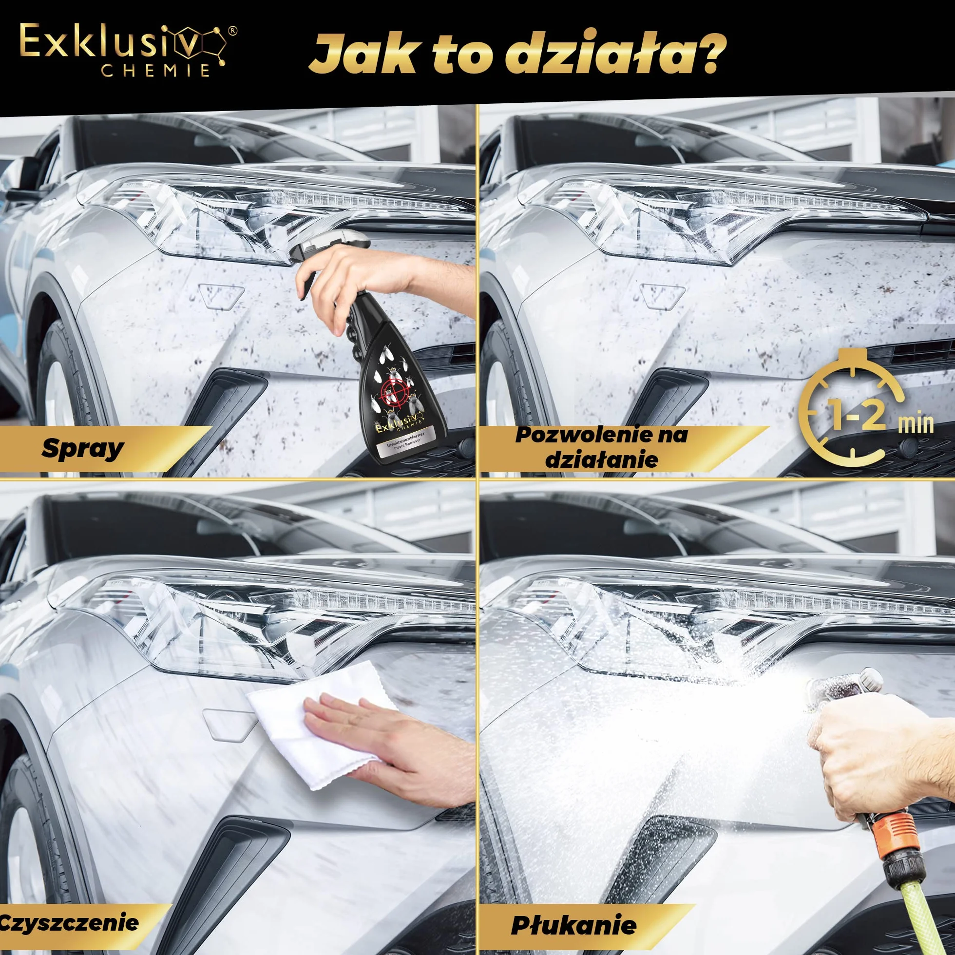 Exklusiv Chemie® Środek do usuwania owadów 500 ml - czyści szyby, reflektory, lakier i chrom