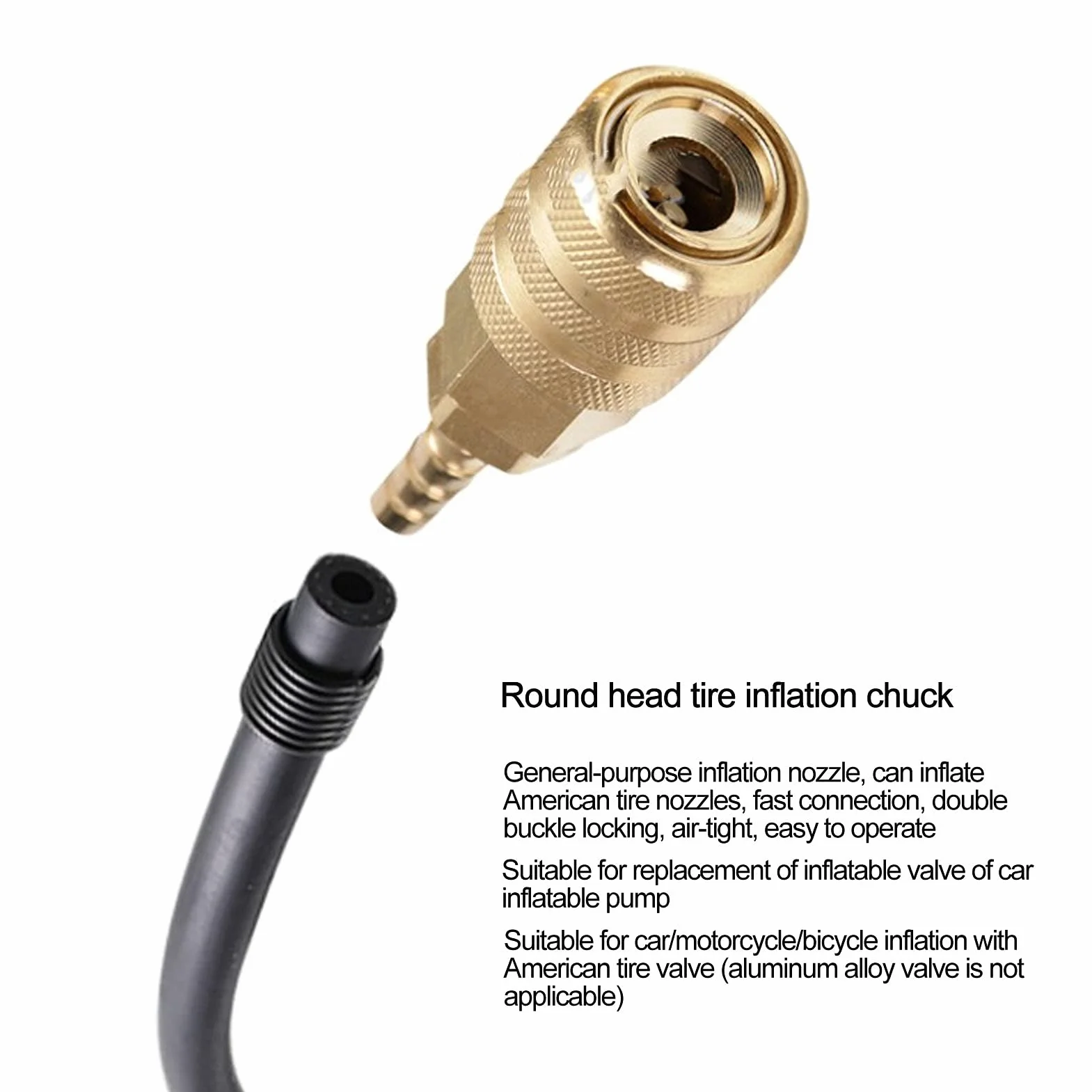 Uchwyt do Opon Uchwyt Pompy Powietrza Złącze Zaworu Opony Złącze Pompy Powietrza Adapter do Pompowania Opon 6,5 Mm Pompowania Szybkozłącze Zaworu Opony, Pompa Miedziana lub Motocykl z Oponą