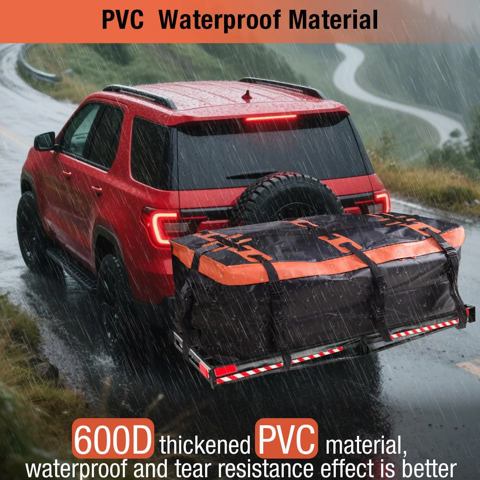 Bagażnik dachowy, tylny bagażnik na hak holowniczy, 425 litrów Pro 600D PVC Cargo Rooftop Box, wodoszczelny, odporny na rozerwanie, składany bagażnik