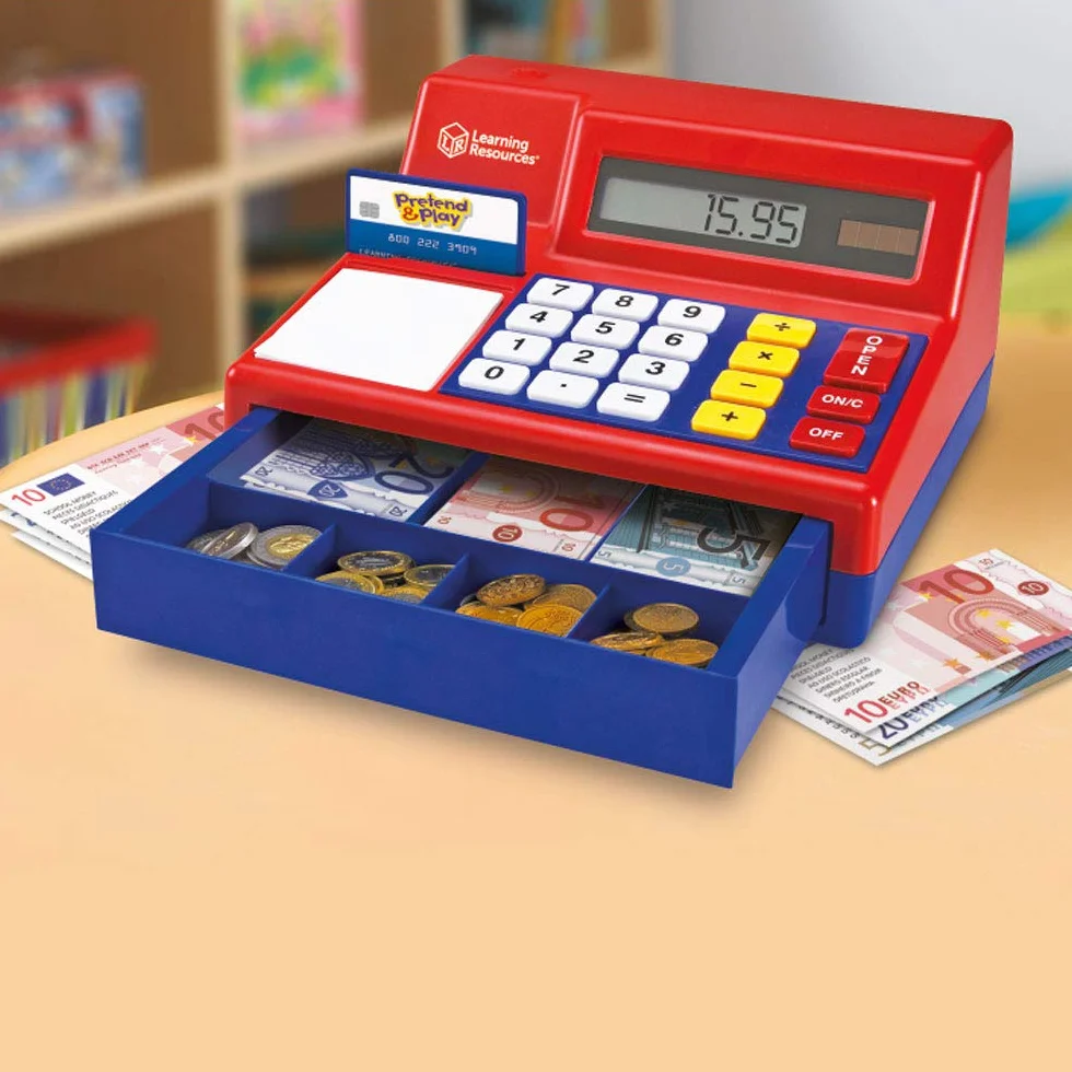 Learning Resources Pretend & Play Kalkulator Gotówka Zarejestrowa? z Euro Bawi? si? Pieni?dze