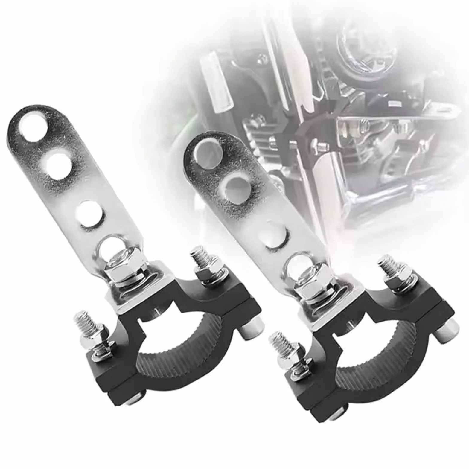 2 sztuki uchwytów na reflektory motocyklowe, uchwyt na okrągłą rurę, regulowany przedni widelec, uchwyt lampy, regulowany w zakresie 18-30 mm, do pojazdów terenowych, motocykli i skuterów