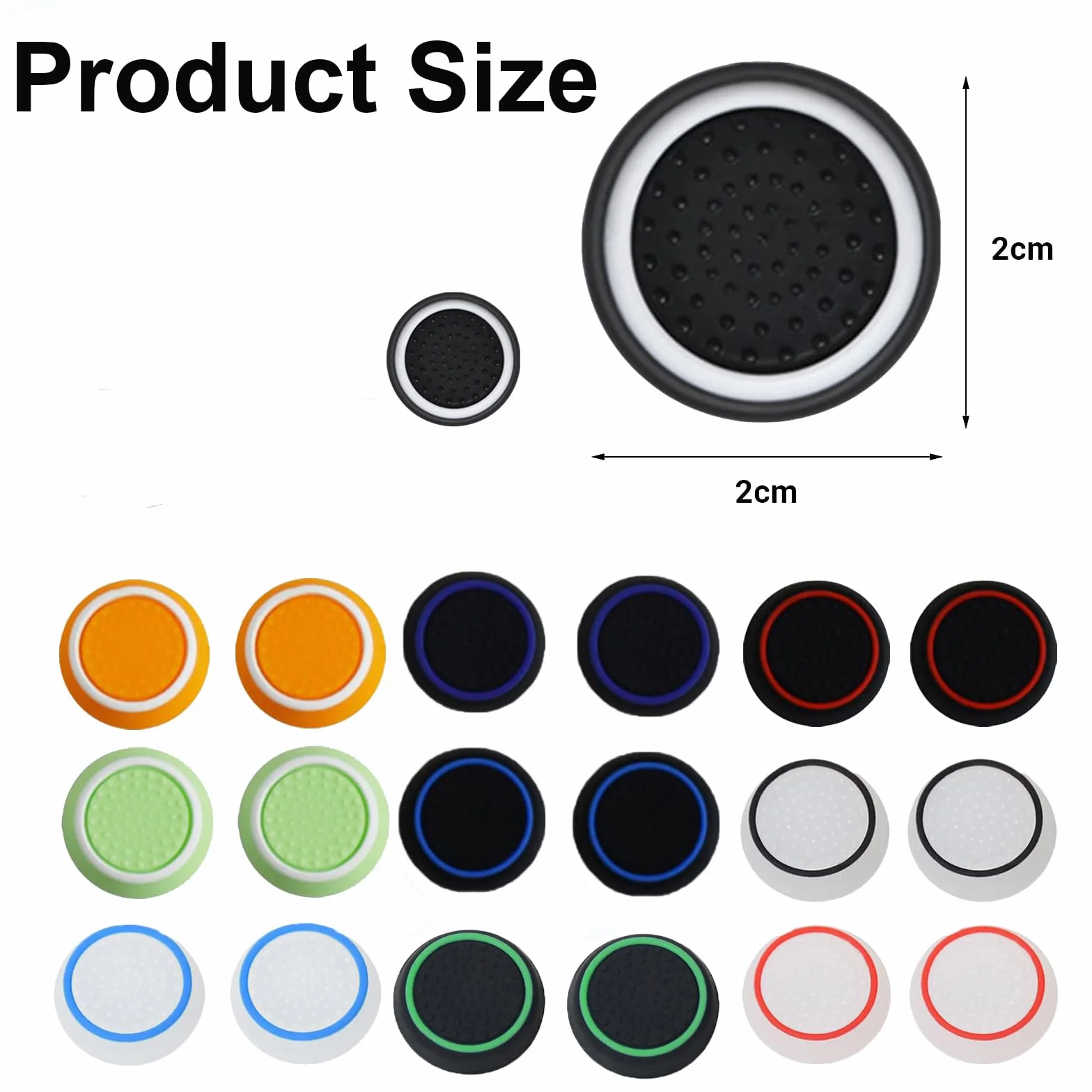 Silikonowe nakładki na joystick, 20 sztuk, silikonowe nakładki ochronne na joystick, akcesoria ochronne, kompatybilne z PS5, PS4, PS3, PS2, Xbox 360, Switch Pro, Xbox One