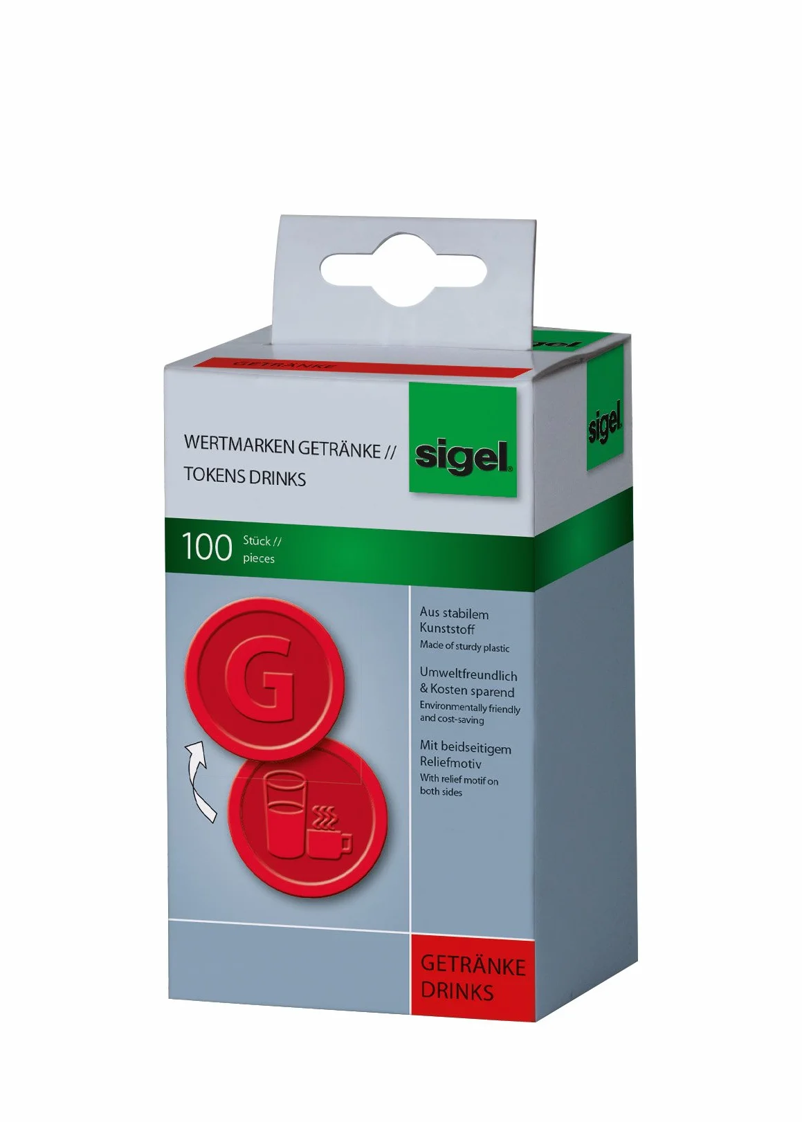 SIGEL WM006 Tokens Napoje, Ø 2,5 cm, 100 sztuk, czerwony