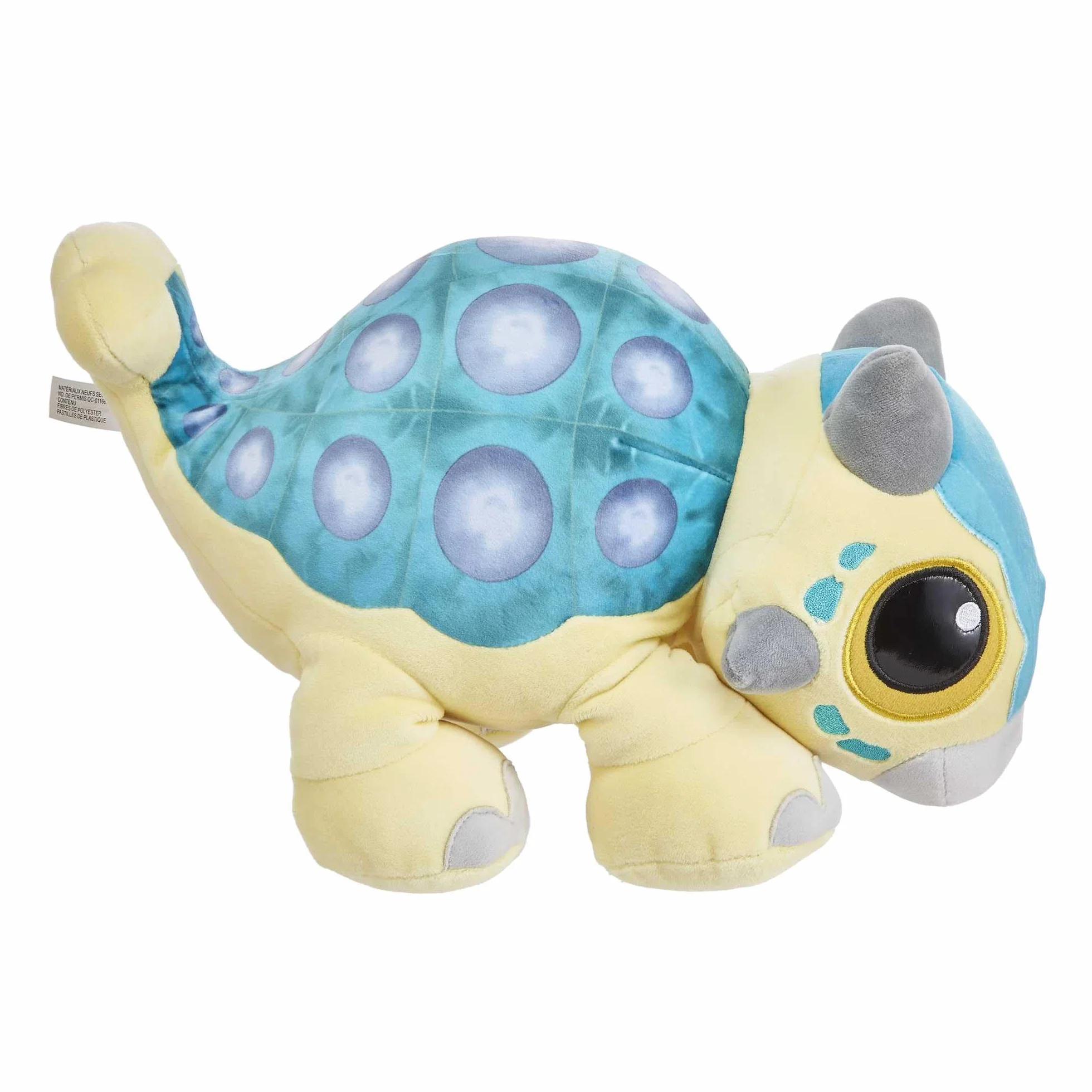 Mattel Jurassic World Ankylozaur Bumpy Pluszak z funkcją, ryki i miękkie nogi, miękka zabawka do zabawy i drzemki inspirowana serialem „Park Jurajski: Obóz Kredowy', dinozaur Rózia, HHB48