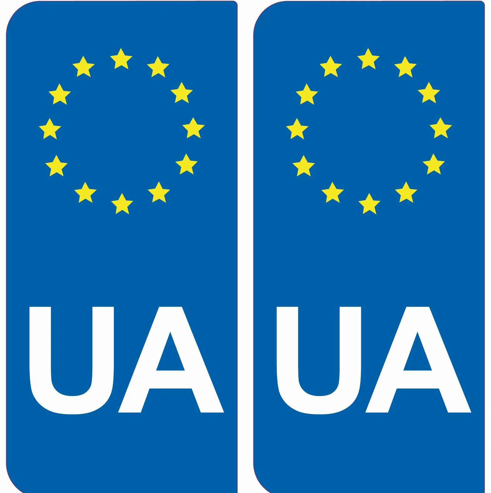 Zestaw 2 naklejek na tablice rejestracyjne UA Ukraina identyfikator europejski