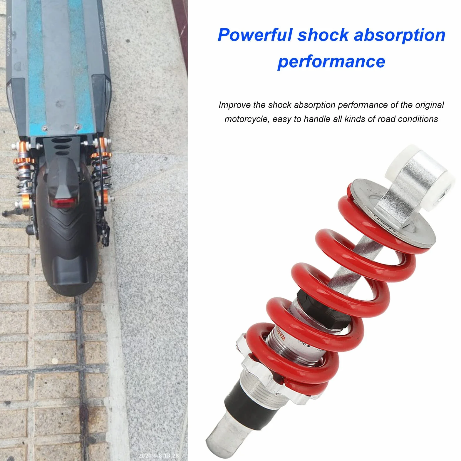 150mm/5.91in Uniwersalny Moto/ATV Amortyzator 750LBS Regulowany Obciążenie Projekt Sprężyny Dla Pojazdu Elektrycznego, Skutera, Motocykla Mini Motocykl