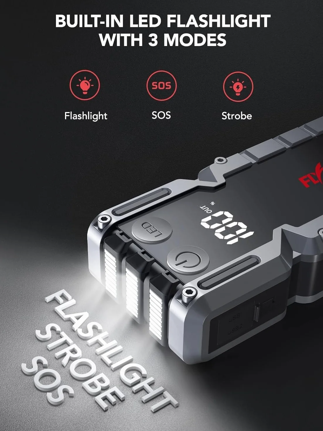 Power Bank 5000A Car Start-Up Aid z wyświetlaczem LCD Rozrusznik
