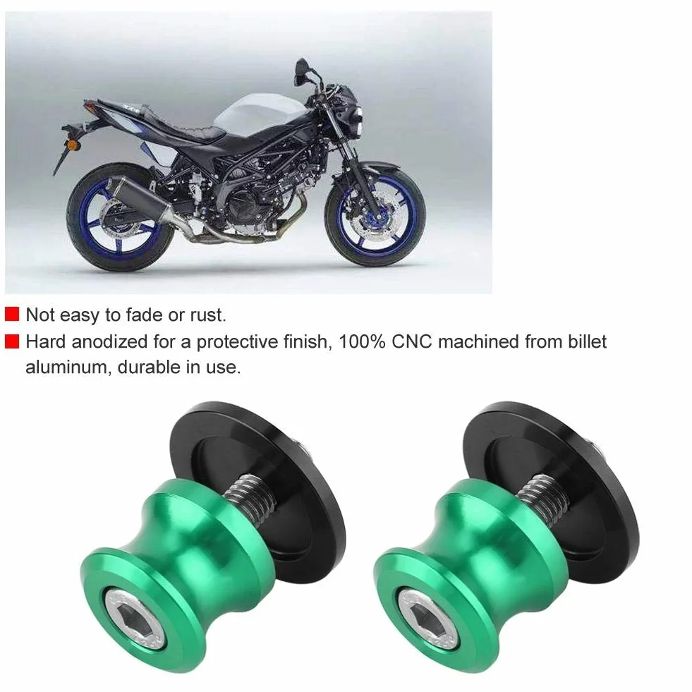 Motocykl CNC Tylny Stojak Wahacz Szpule 8mm 2 szt. Zielony