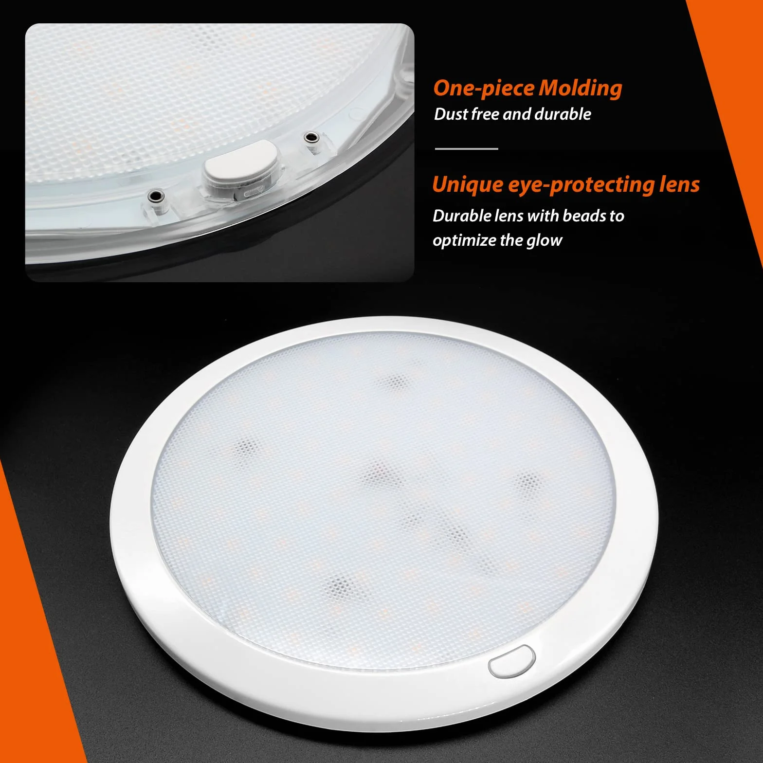 Dream Lighting Lampa sufitowa do przyczepy kempingowej, podtynkowa, oświetlenie LED, do kampera, łodzi, kampera, 21,5 cm, dwukolorowa, ściemniana, IP44