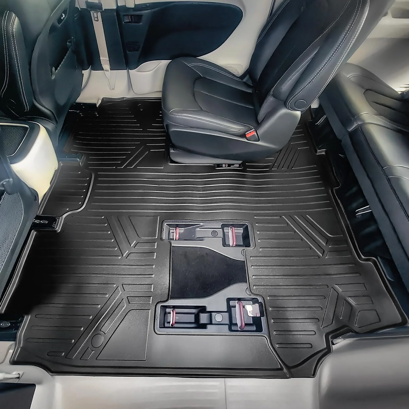 SMARTLINER Dopasowany do wszystkich warunków pogodowych 2-rzędowy i cargo Liner czarny zestaw mat podłogowych kompatybilny z modelami Chrysler Pacifica Hybrid Limited 2021-2023