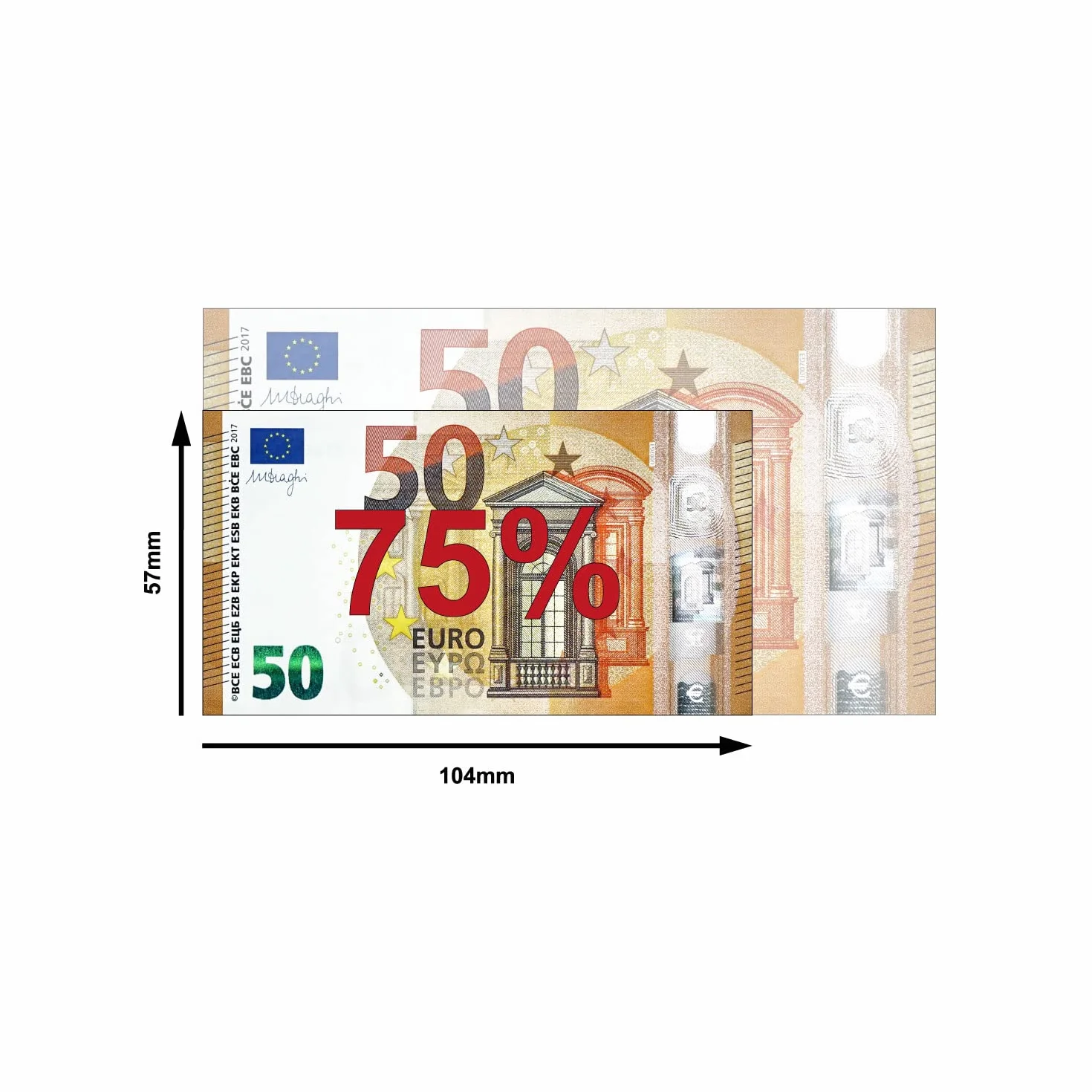Scratch Cash 100 x 50 euro Money to Play (rozmiar zredukowany do 75% w porównaniu do prawdziwych)