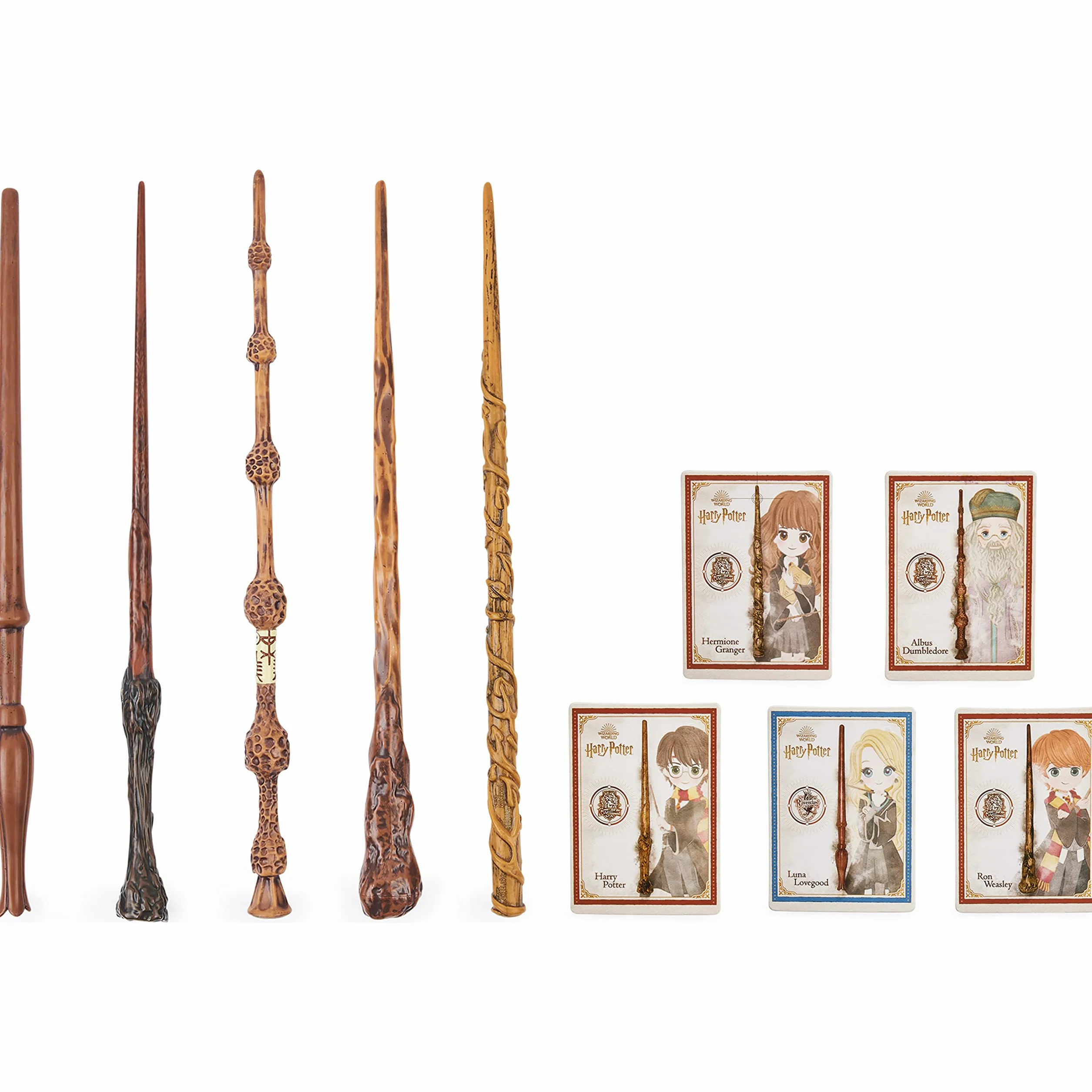 Wizarding World Harry Potter, 30 cm czarująca magiczna różdżka Luna Lovegood z kolekcjonerską kartą zaklęć, zabawki dla dzieci od 6 lat