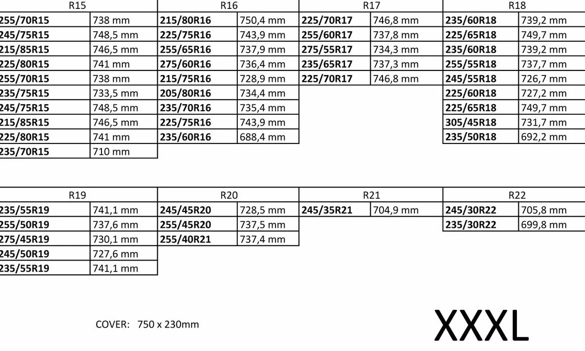 Wysokiej jakości pokrowiec na oponę 17-22'' XXXL w różnych rozmiarach [097]
