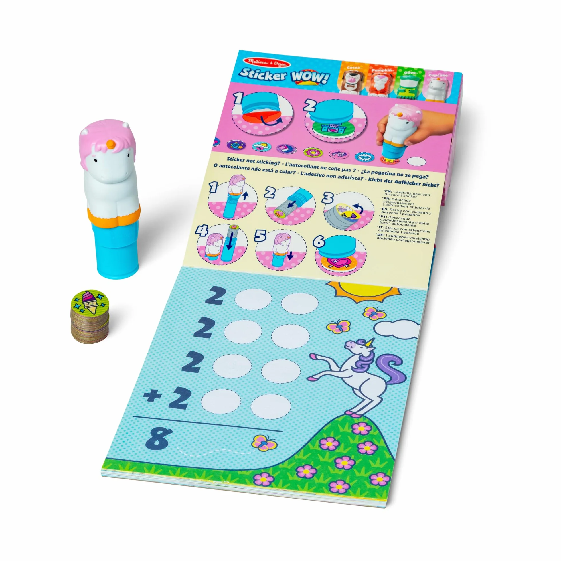 Melissa & Doug Naklejka WOW naklejka stempel i 24-stronicowa podkładka do aktywności, 300 naklejek, sztuka i rękodzieło, zabawka fidget, kolekcjonerska postać, tygrys - kreatywna zabawka podróżna do