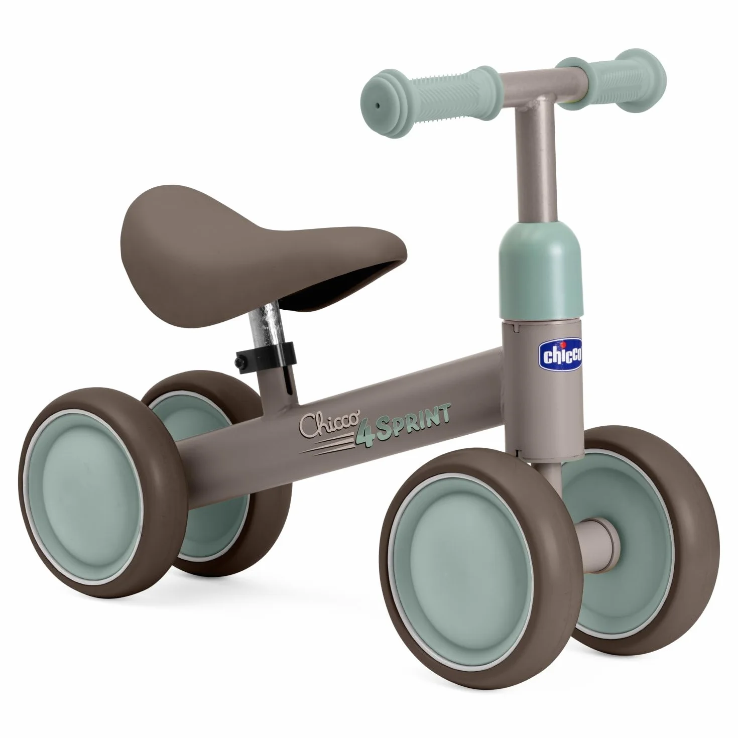 Chicco Ride-ON Quadricycle bez pedałów, rowerek biegowy dla dzieci bez pedałów, płynna jazda, gumowe koła, miękkie, antypoślizgowe siedzisko, antypoślizgowe uchwyty, 1-3 lata, maks. 20 kg, beżowy