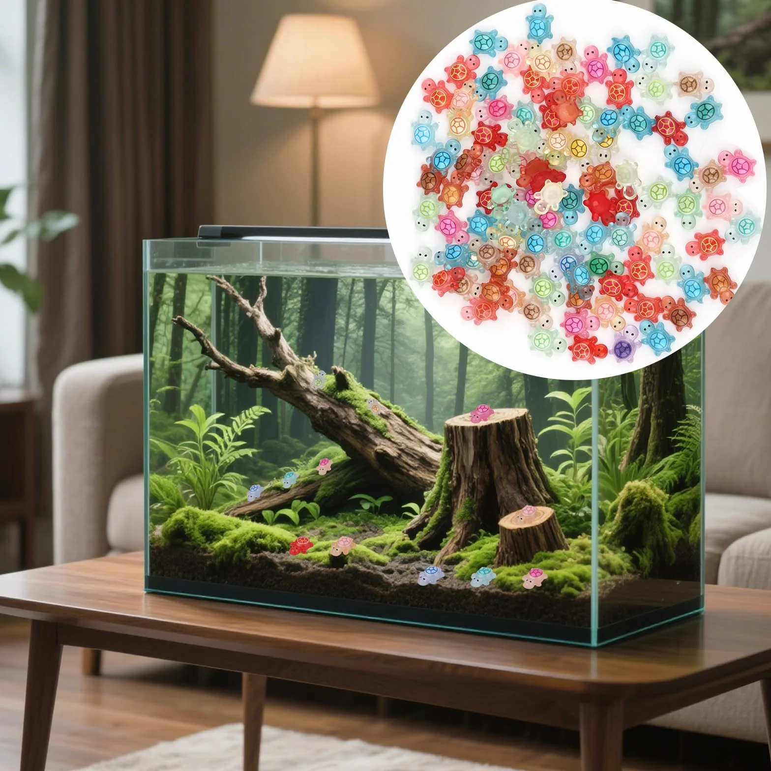 100szt Świecących Mini Żywicznych Żółwi, Świecące w Ciemności Małe Żywiczne Żółwie Małe Zwierzęta Ukrycia Miniaturowe Rzeczy Miniaturowe Domki Dla Lalek do Ogrodu Mikro Krajobraz Dekoracja