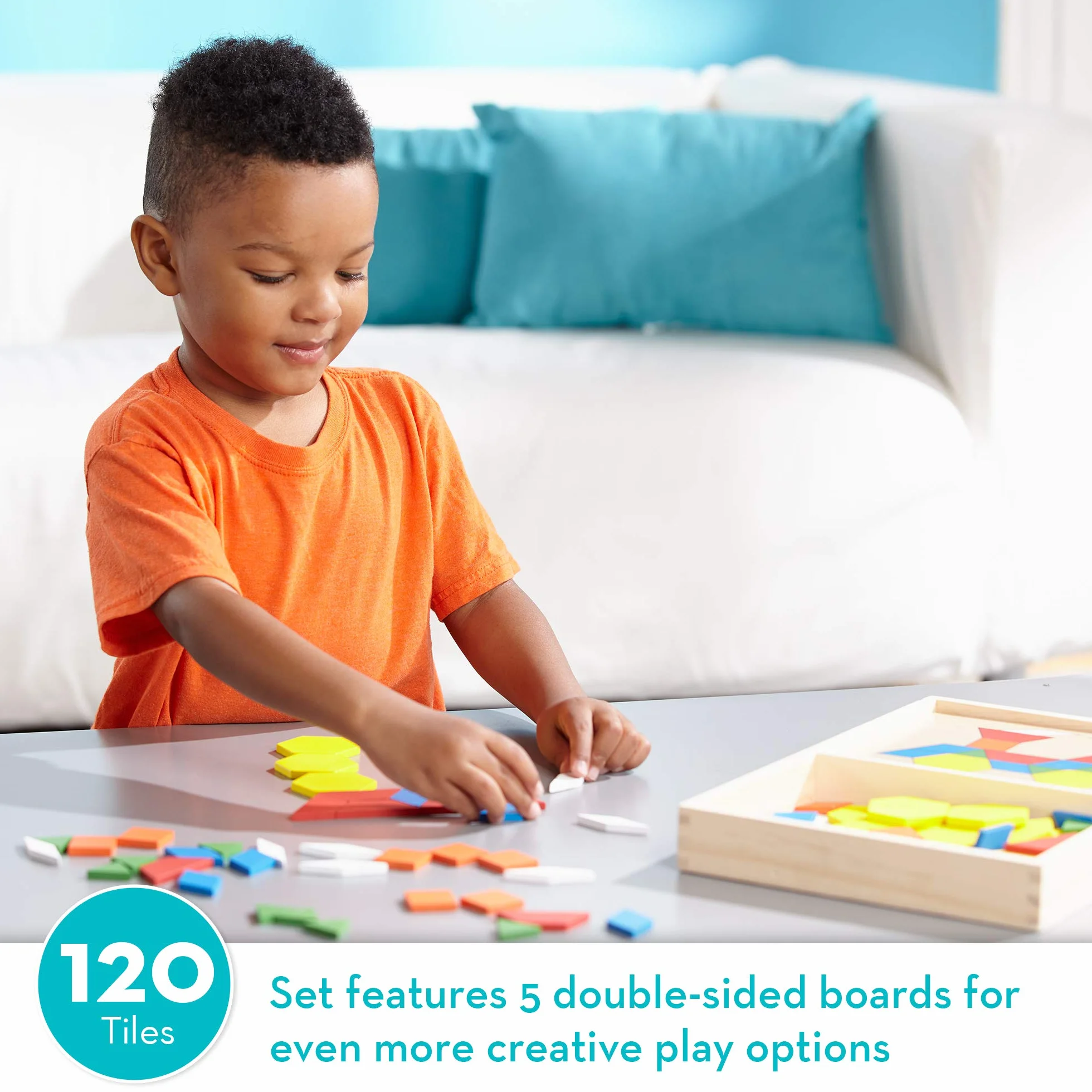 Melissa & Doug Bloki wzorów i deski o 120 kształtach z litego drewna (opakowanie wolne od fistracji)