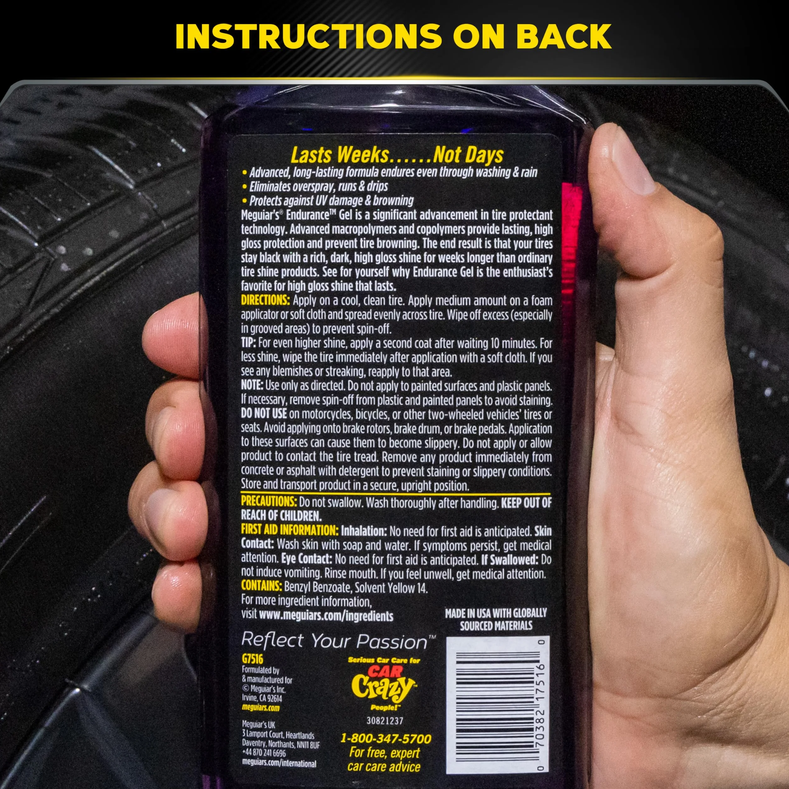 Meguiar's G7516EU Endurance High Gloss pielęgnacja opon, 473 ml