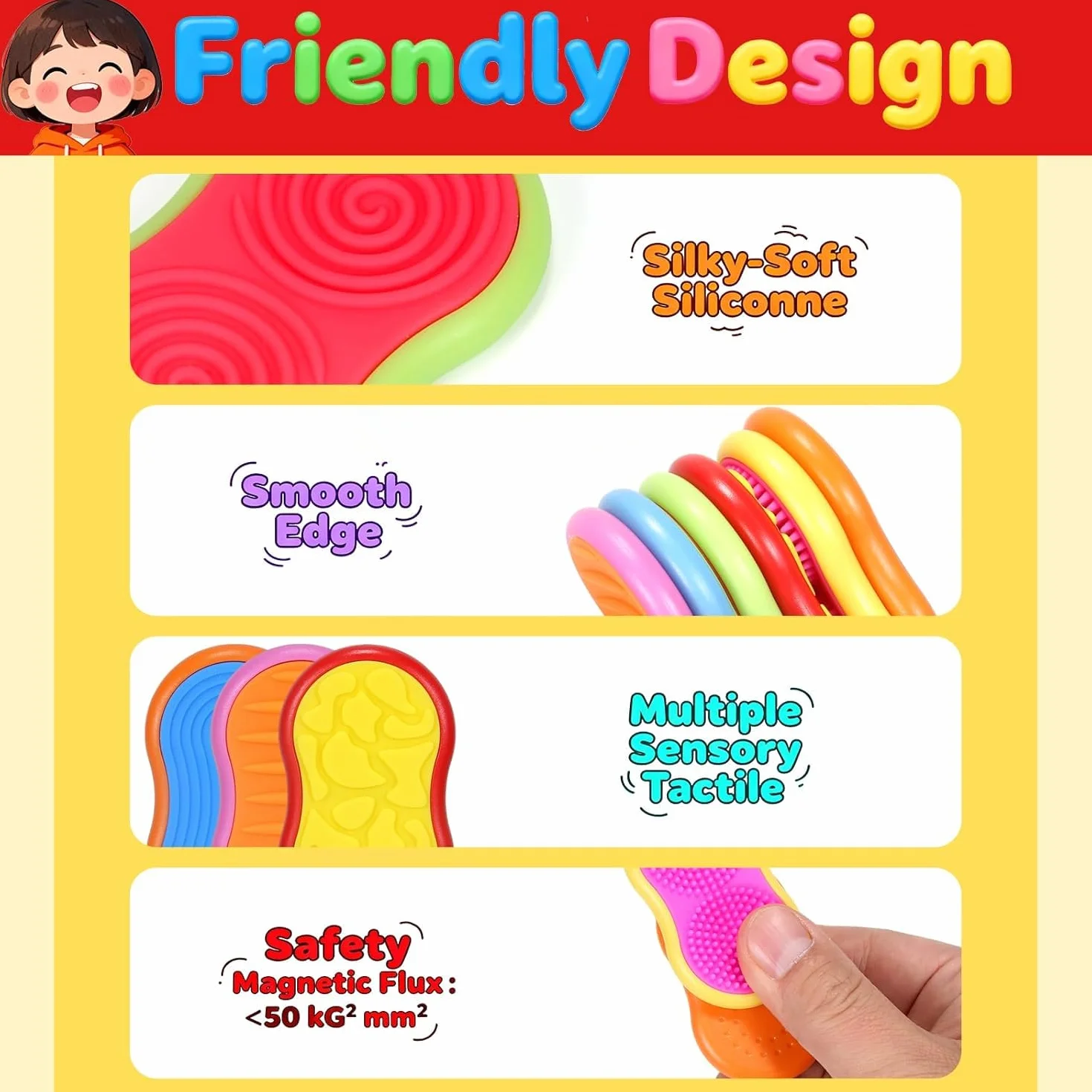 magnetyczne zabawki fidget slider, silikonowe, sensoryczne zabawki dla autyzmu i ADHD, redukujące stres, zabawki antystresowe, dla dorosłych i dzieci, 6 sztuk