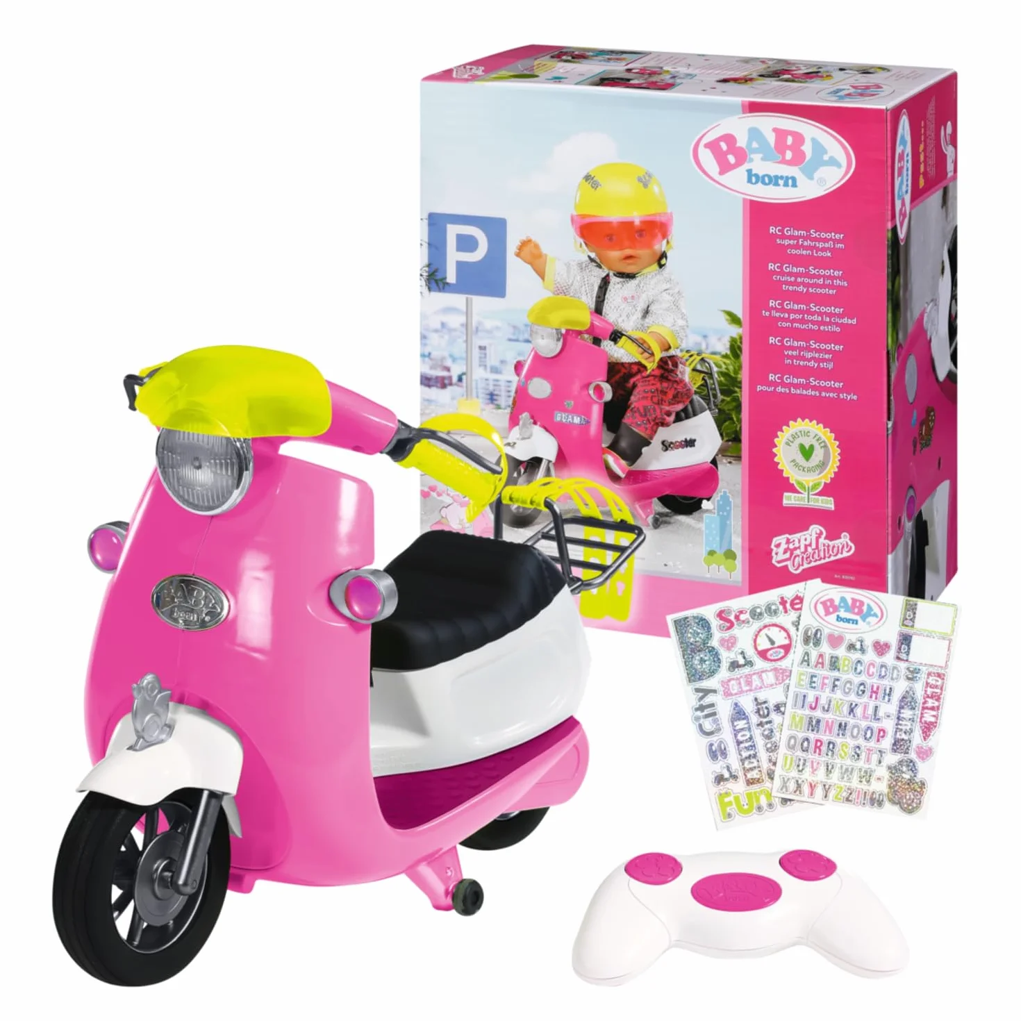 BABY born City RC Glam-Scooter, zdalnie sterowana hulajnoga dla lalek z funkcją oświetlenia, 830192 Zapf Creation