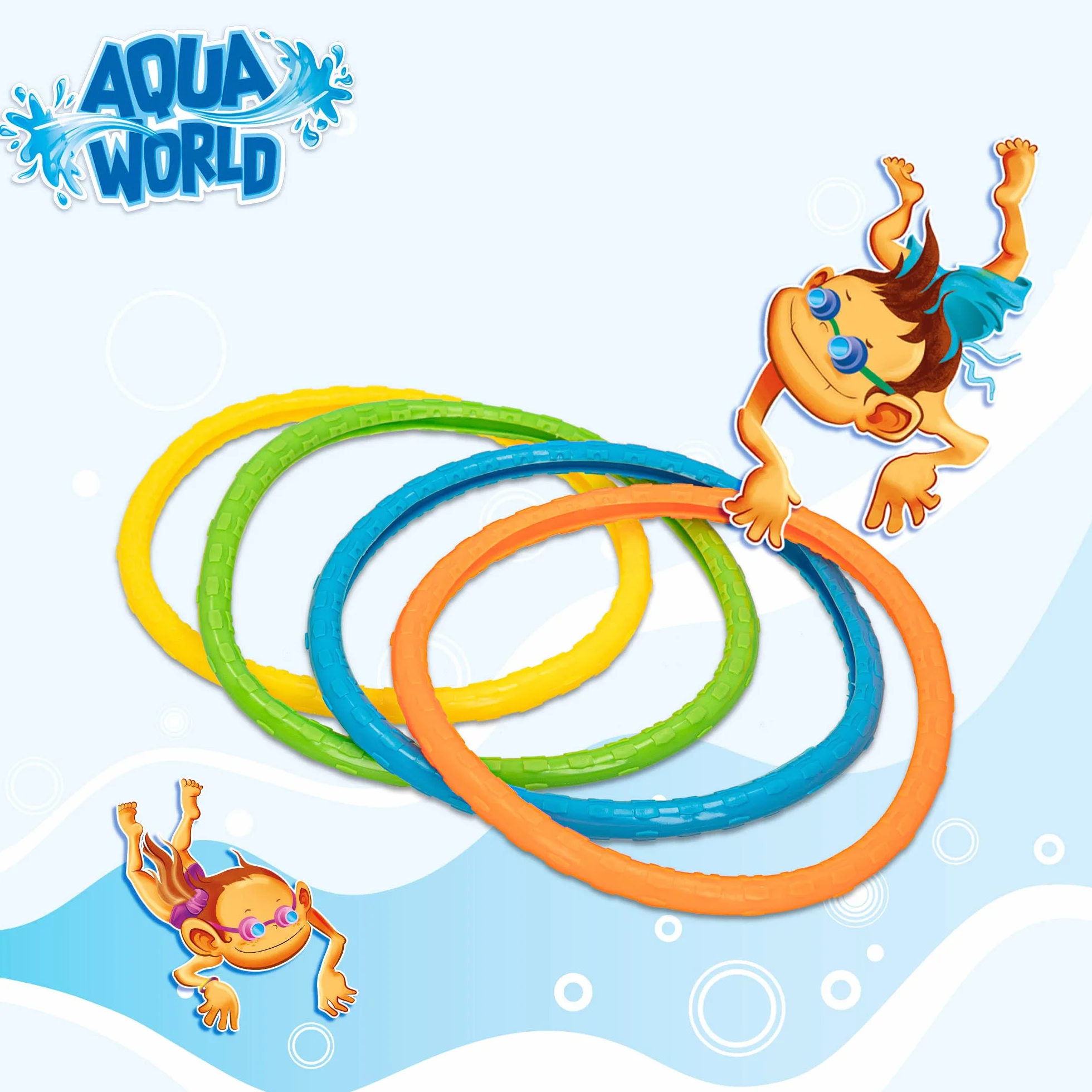 COLORBABY 49536, Zestaw zabawek nurkowych 17 sztuk, CB Toys, Zestawy do nurkowania w wodzie, Zawiera 4 kije, 4 obręcze, 4 rekiny, 3 torpedy i 2 ryby, Gra w basenach, Prezenty i zabawki dla dzieci