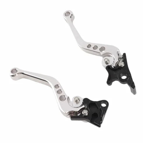 Dźwignia hamulca motocyklowego, para aluminium CNC, sprzęgło motocyklowe, dźwignia hamulca bębnowego, uchwyt (srebrny)