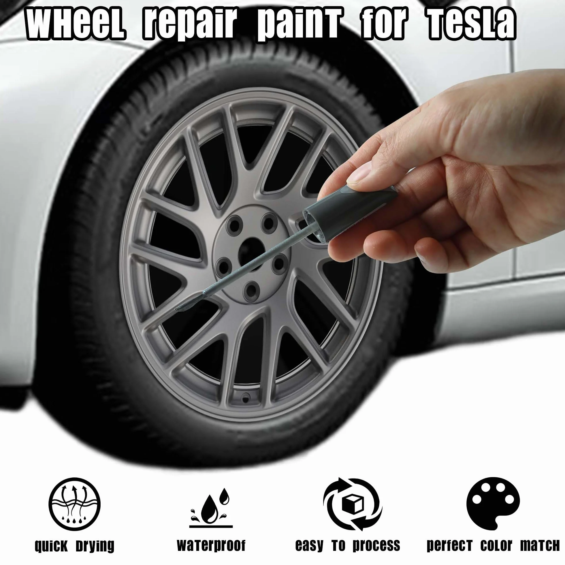 Lakier do Tesla Model 3 2024+ Tylne/LR Photon Wheel 45.7 cm, naprawa zadrapań, farba krawężnik, wysypka
