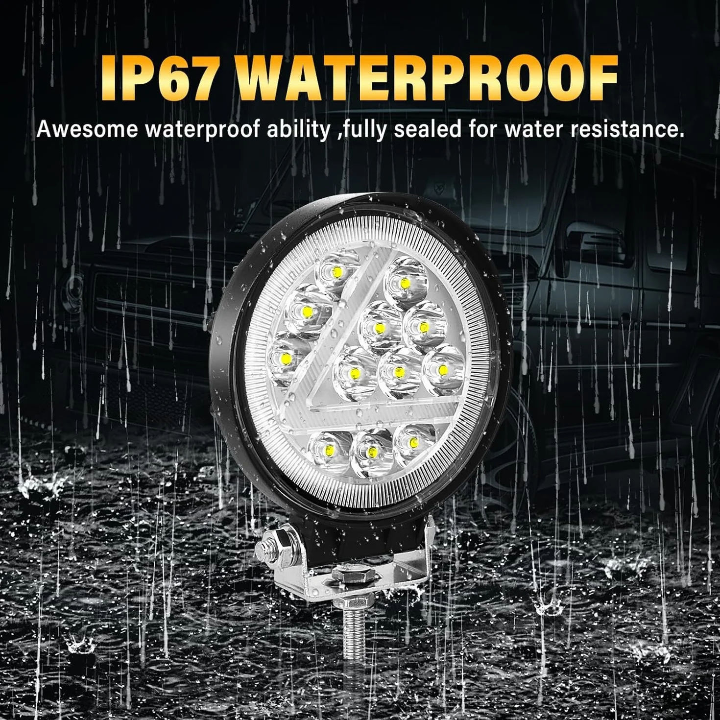 Willpower 2 reflektory robocze LED z zestawem kabli, 4", 36 W, reflektor LED, 12 V, do samochodów, koparek, przyczep, traktorów, ciężarówek, SUV-ów, offroadowych