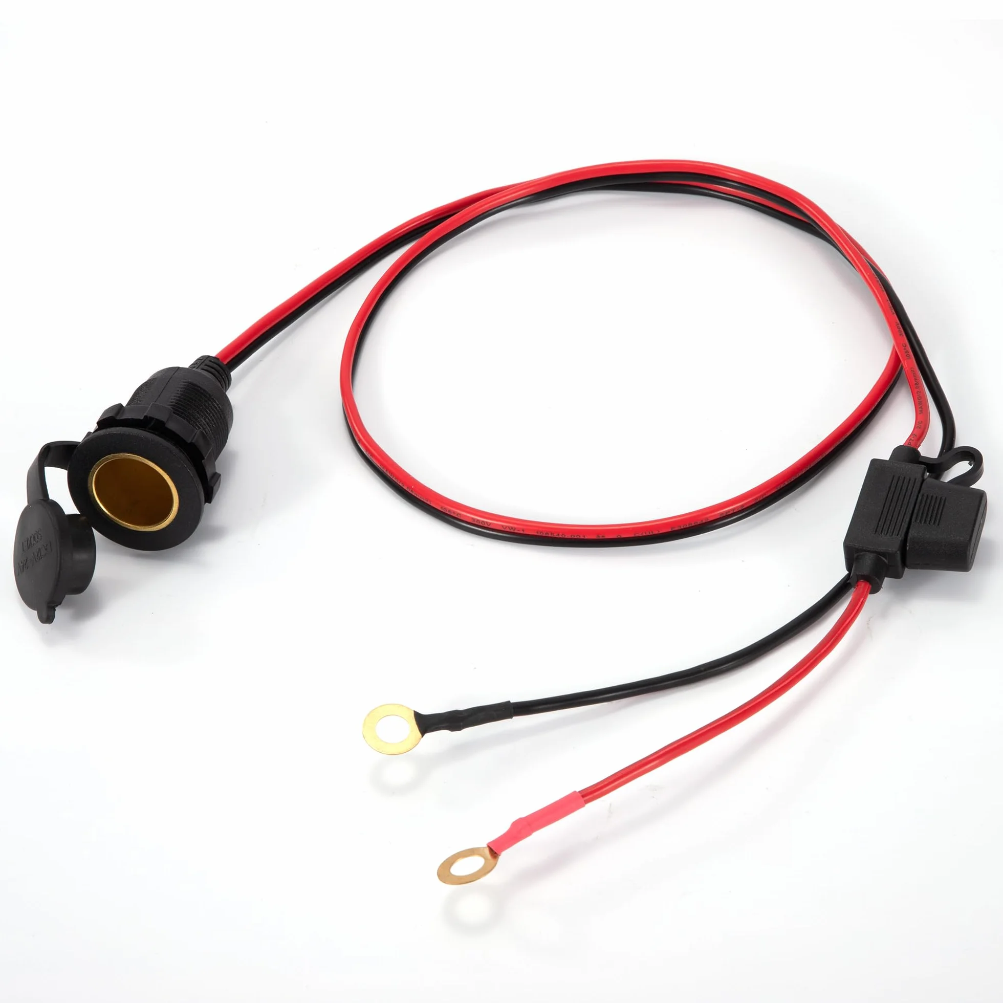 Zapalniczka z przewodem przedłużającym 1M 14AWG Gniazdo zapalniczki samochodowej 12V/24V DC wodoodporna instalacja z bezpiecznikiem 20 A do samochodu łodzi motocykla