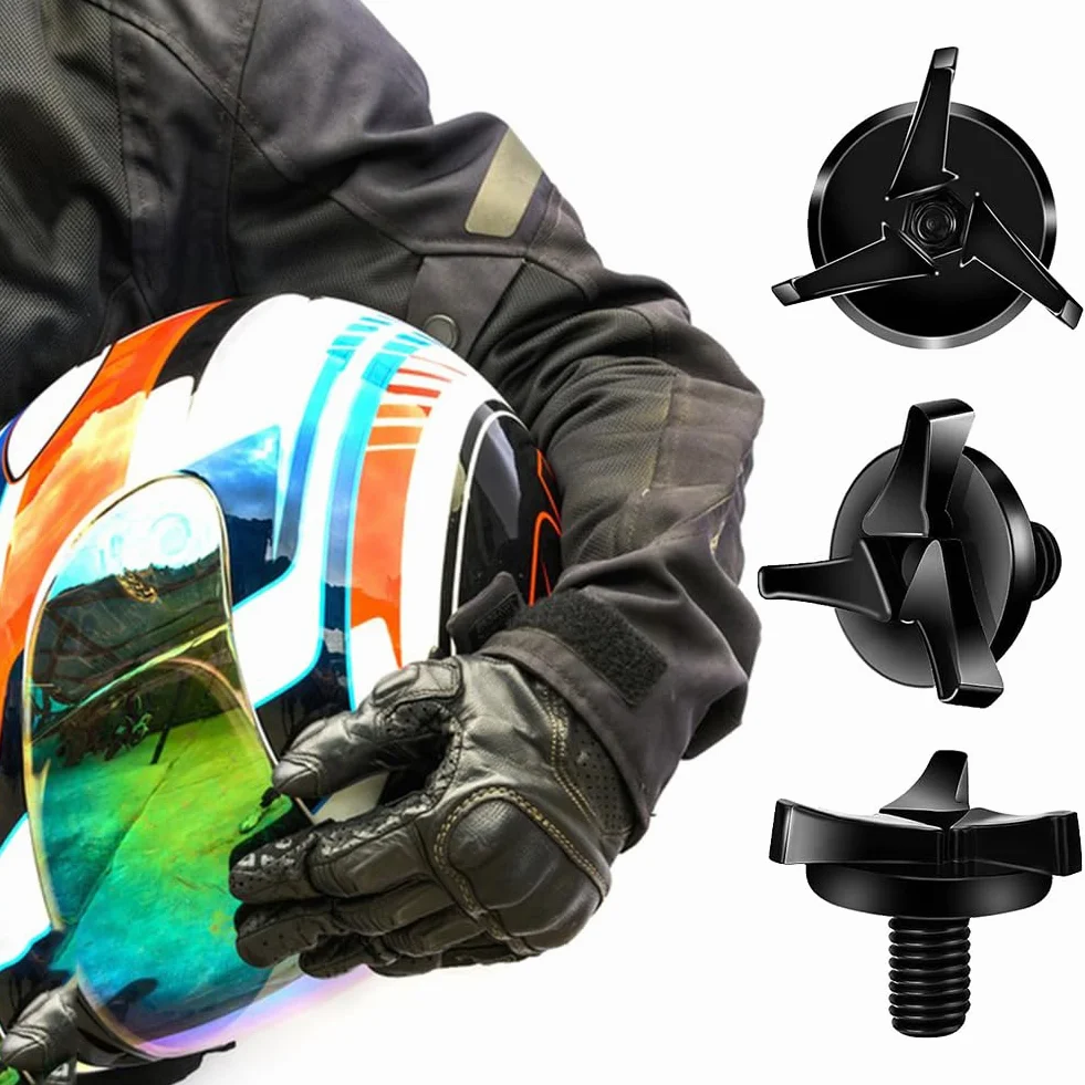 Śruby do kasku motocyklowego, śruby wizjera kasku motocyklowego, odłączane do kasków motocrossowych, śruby do kasku wyścigowego, akcesoria do przyłbicy kasku, z plastikowym pudełkiem, czarny, 6 sztuk