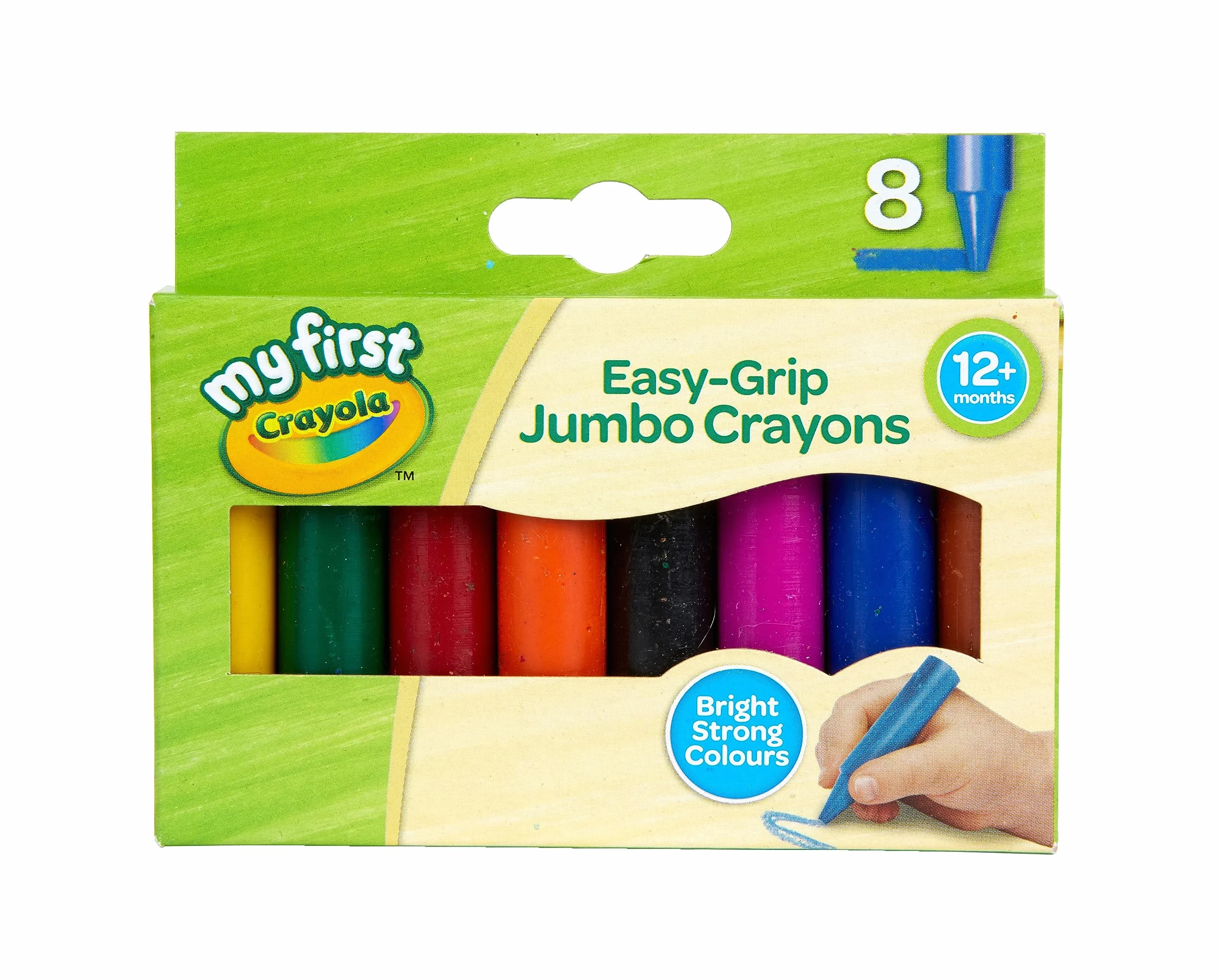 CRAYOLA MyFirst Jumbo kredki do kolorowania, łatwe do uchwycenia, idealne dla małych dzieci, dla dzieci w wieku od 12 miesięcy, wielokolorowe (8 sztuk)