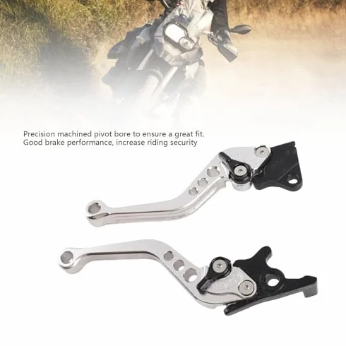 Dźwignia hamulca motocyklowego, para aluminium CNC, sprzęgło motocyklowe, dźwignia hamulca bębnowego, uchwyt (srebrny)