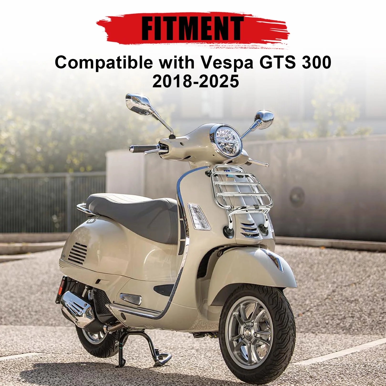 Przedni stojak na sakwy do Vespa GTS 300 125 200 250 2018-2025, PSLER stojak na sakwy, uchwyt bagażowy na motocykl (srebrny)