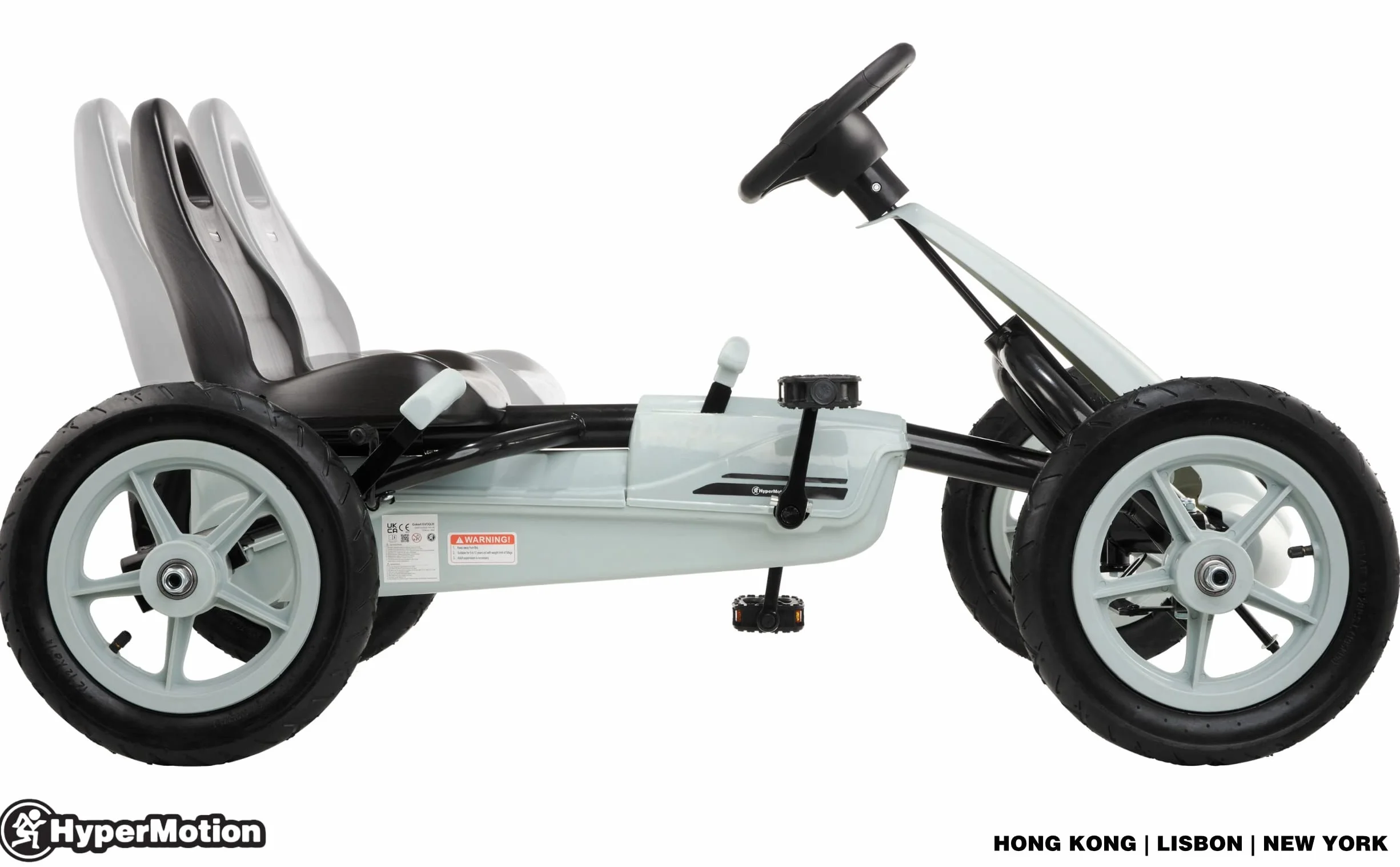 HyperMotion Go-Kart na Pedały dla Dzieci EVOQUE, Gokart z Trzema Trybami Jazdy dla Dziecka 5-8 Lat, Auto dla Dziecka, Samochód Dziecięcy od 5 Lat, Waga do 50 kg, Szary