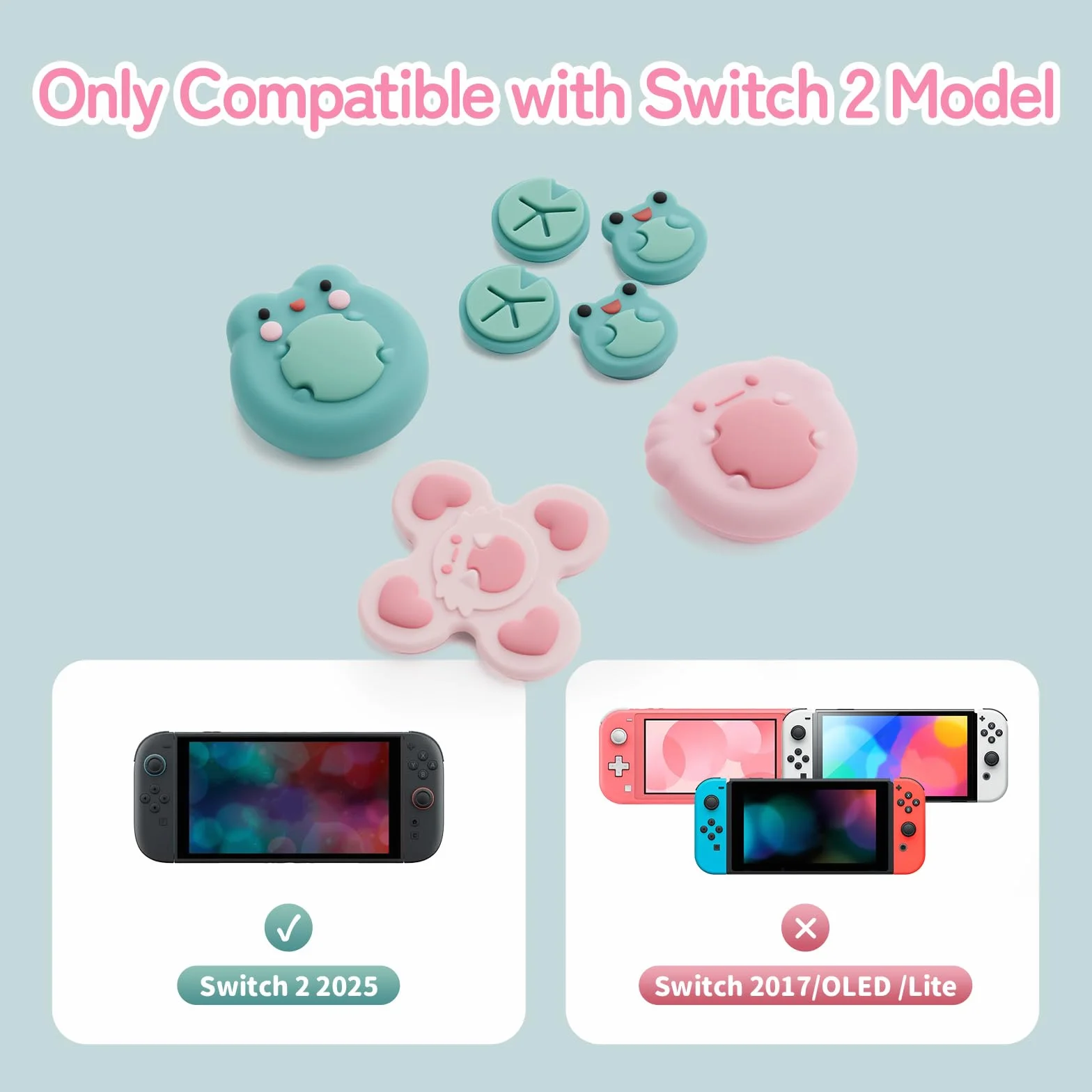 GeekShare ABXY Nakrętki na guziki w kształcie litery D, kompatybilne z Switch 2, żaba, aksolotl